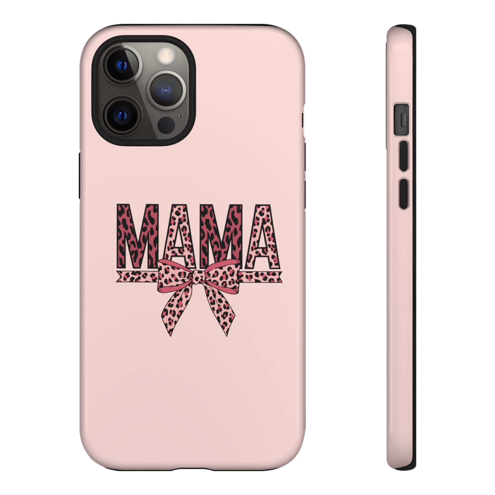 Mama Leopard Bow Phone Case — Pink Tough Protective iPhone Cover