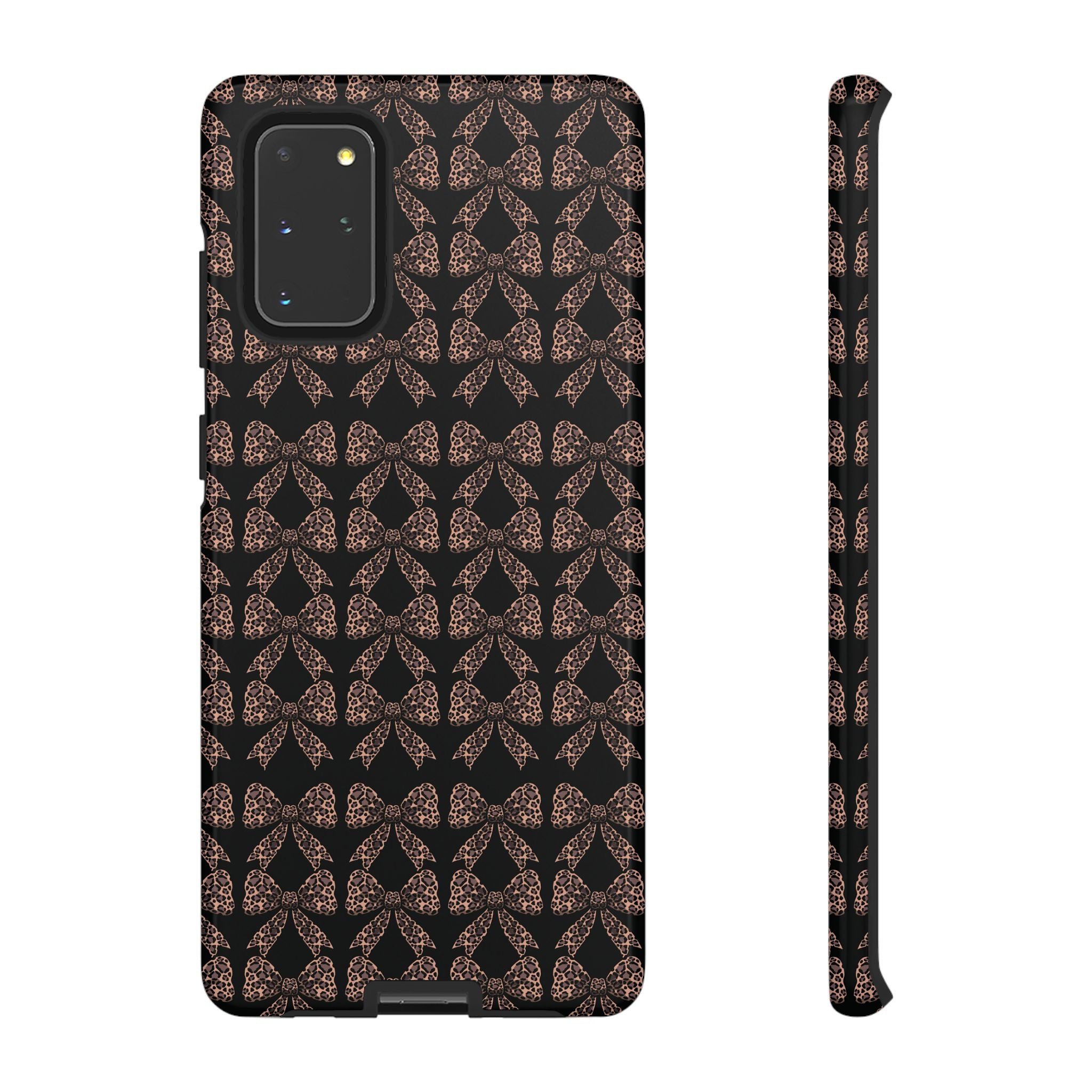 Leopard Print Bow Tough Phone Case — Black & Gold Pattern