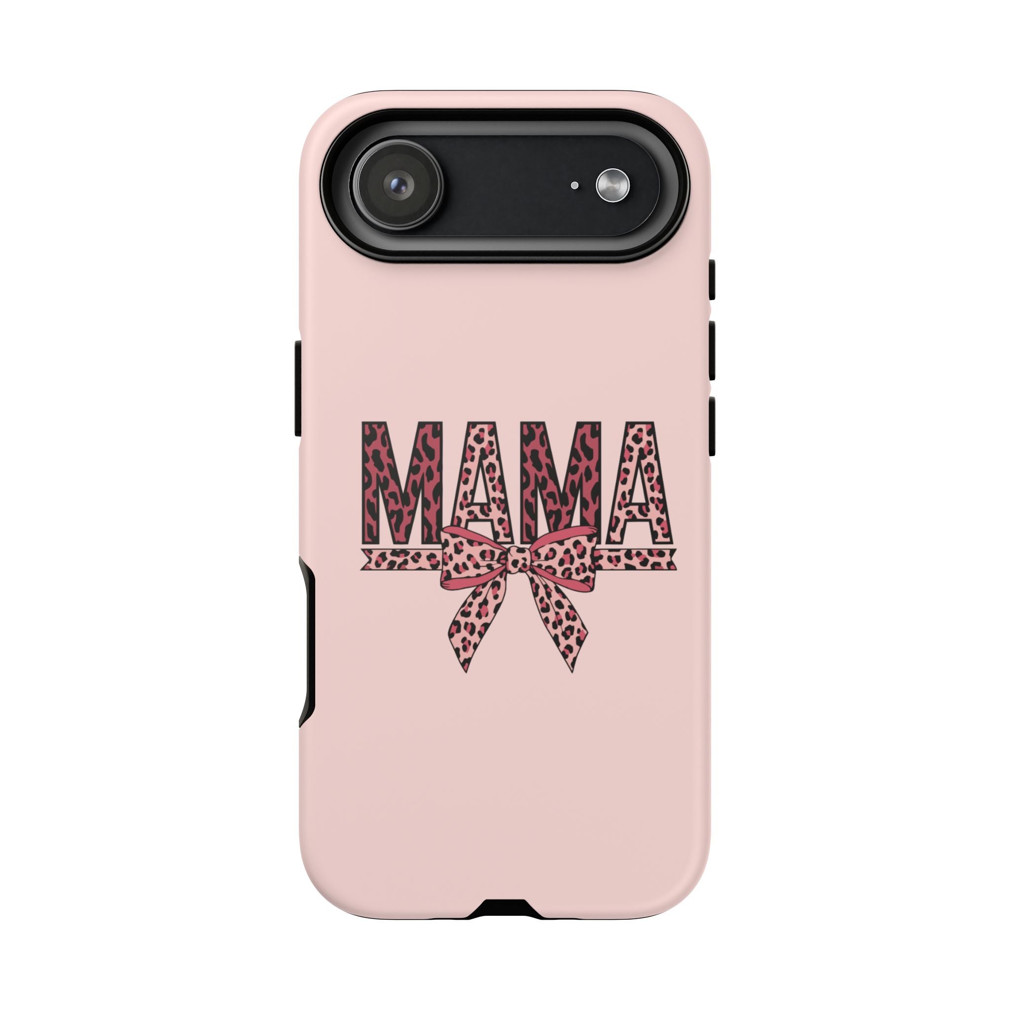 Mama Leopard Bow Phone Case — Pink Tough Protective iPhone Cover