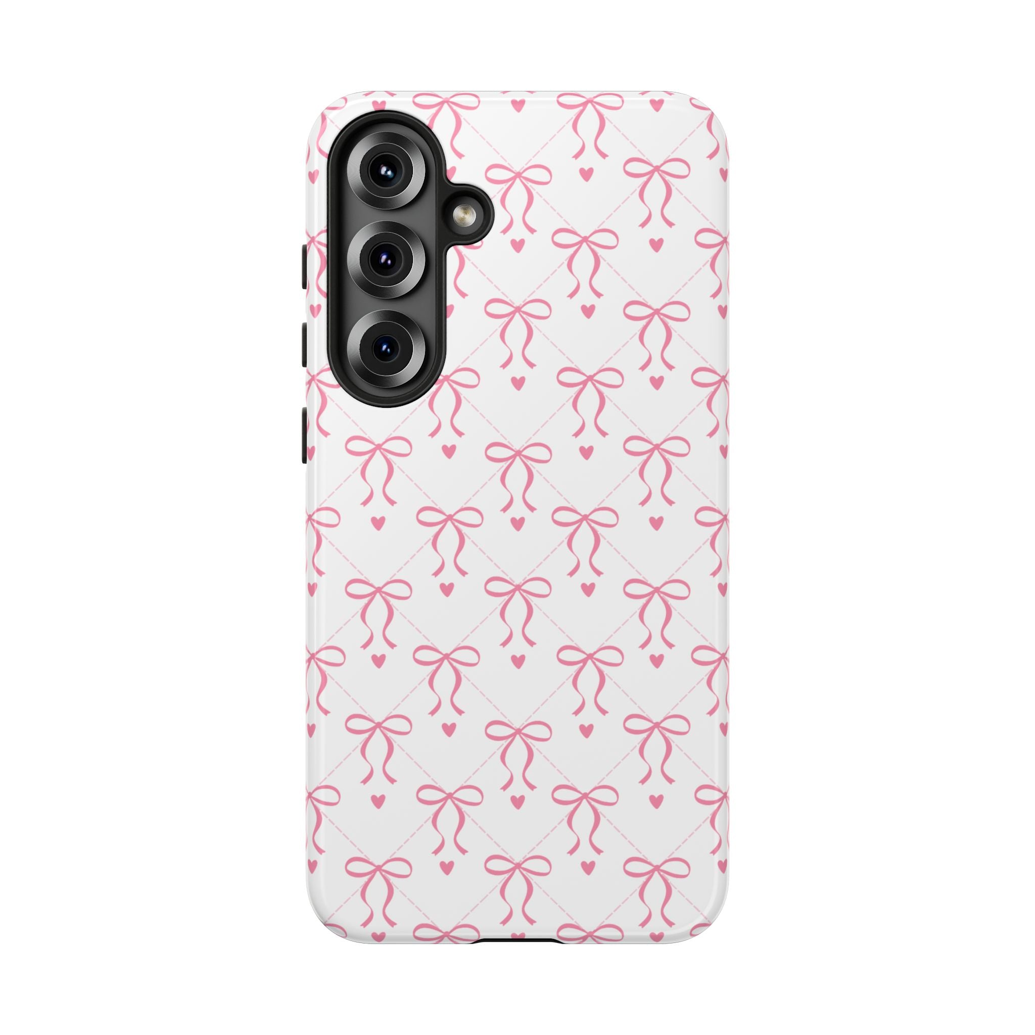 Pink Bow Pattern Phone Case — Cute Feminine Tough Case