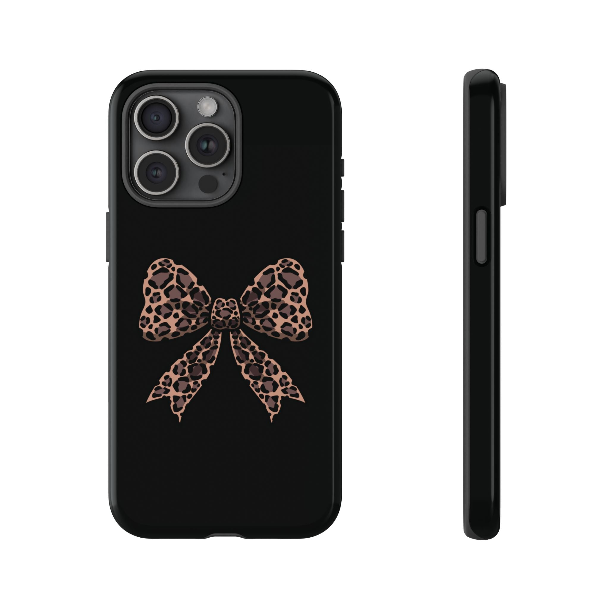 Leopard Print Bow Tough Phone Case — Cute Chic Protective Cover