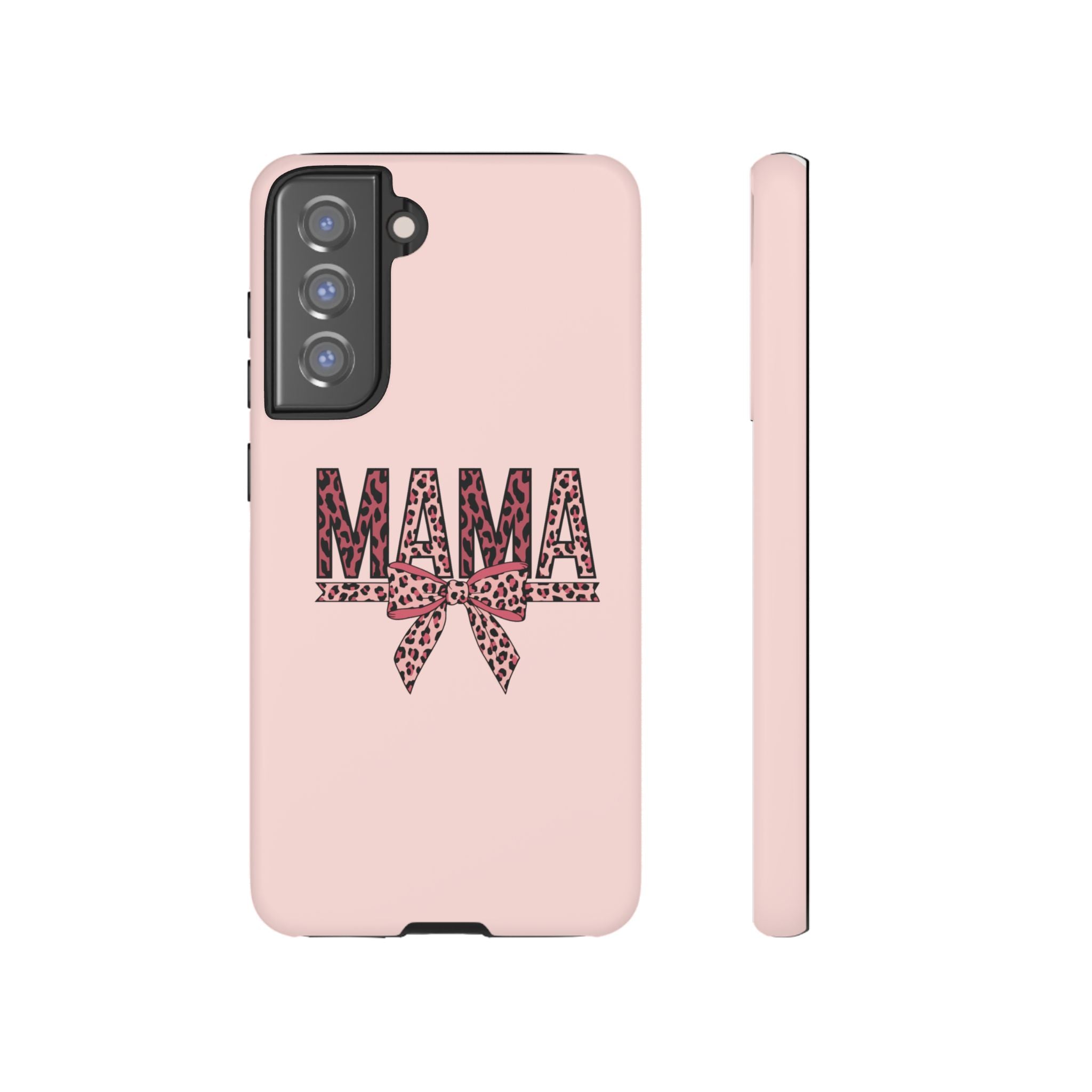 Mama Leopard Bow Phone Case — Pink Tough Protective iPhone Cover