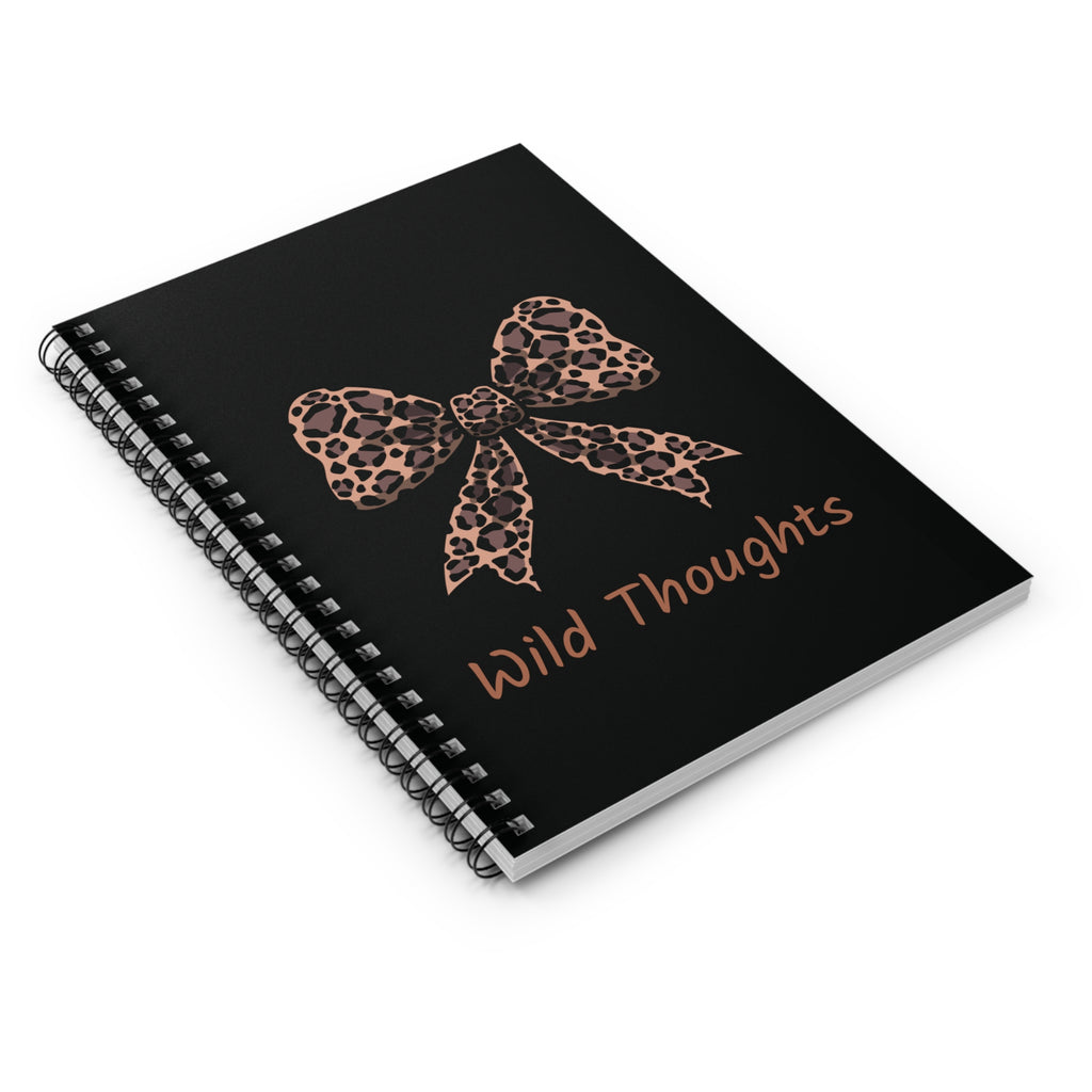 Leopard Bow "Wild Thoughts" Spiral Notebook — Ruled Journal for Sassy Notes & Gifts