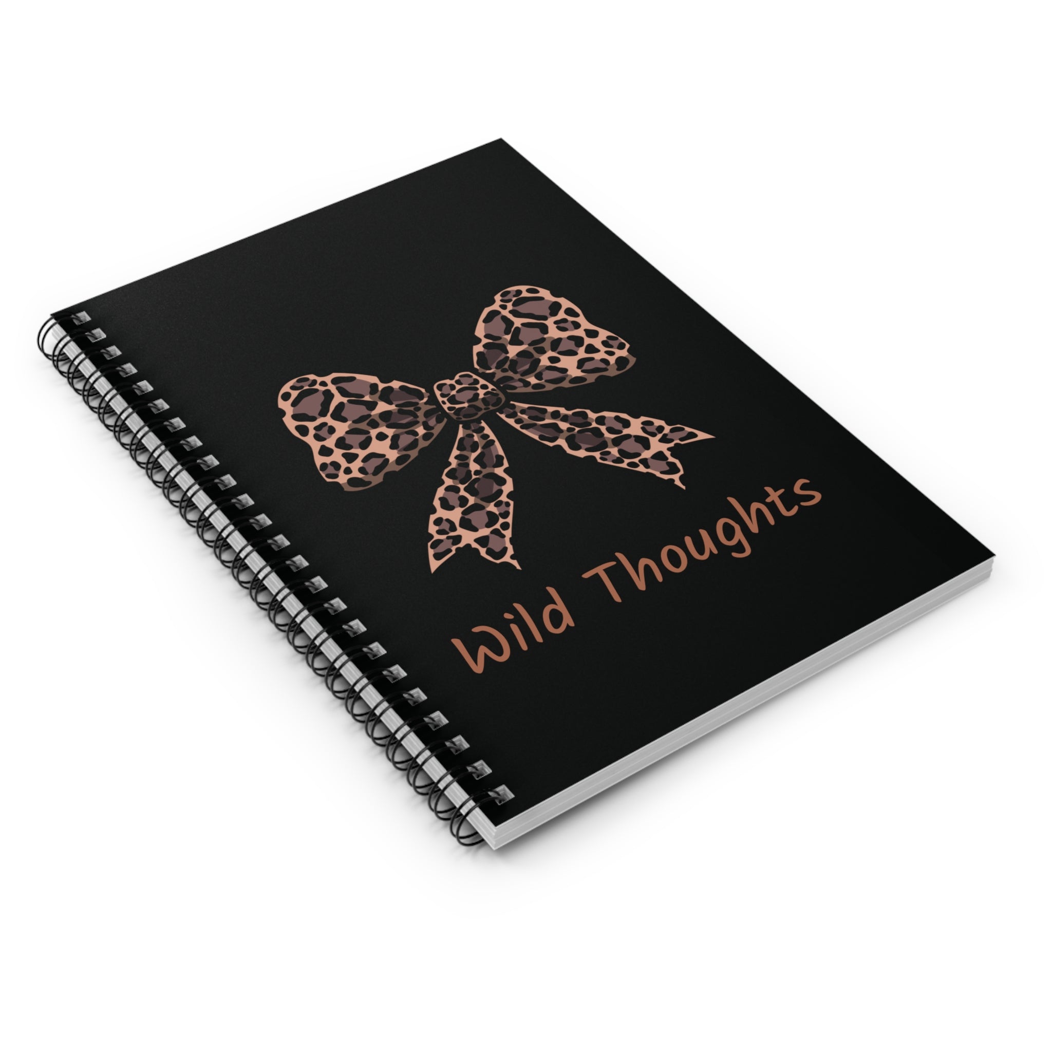 Leopard Bow "Wild Thoughts" Spiral Notebook — Ruled Journal for Sassy Notes & Gifts