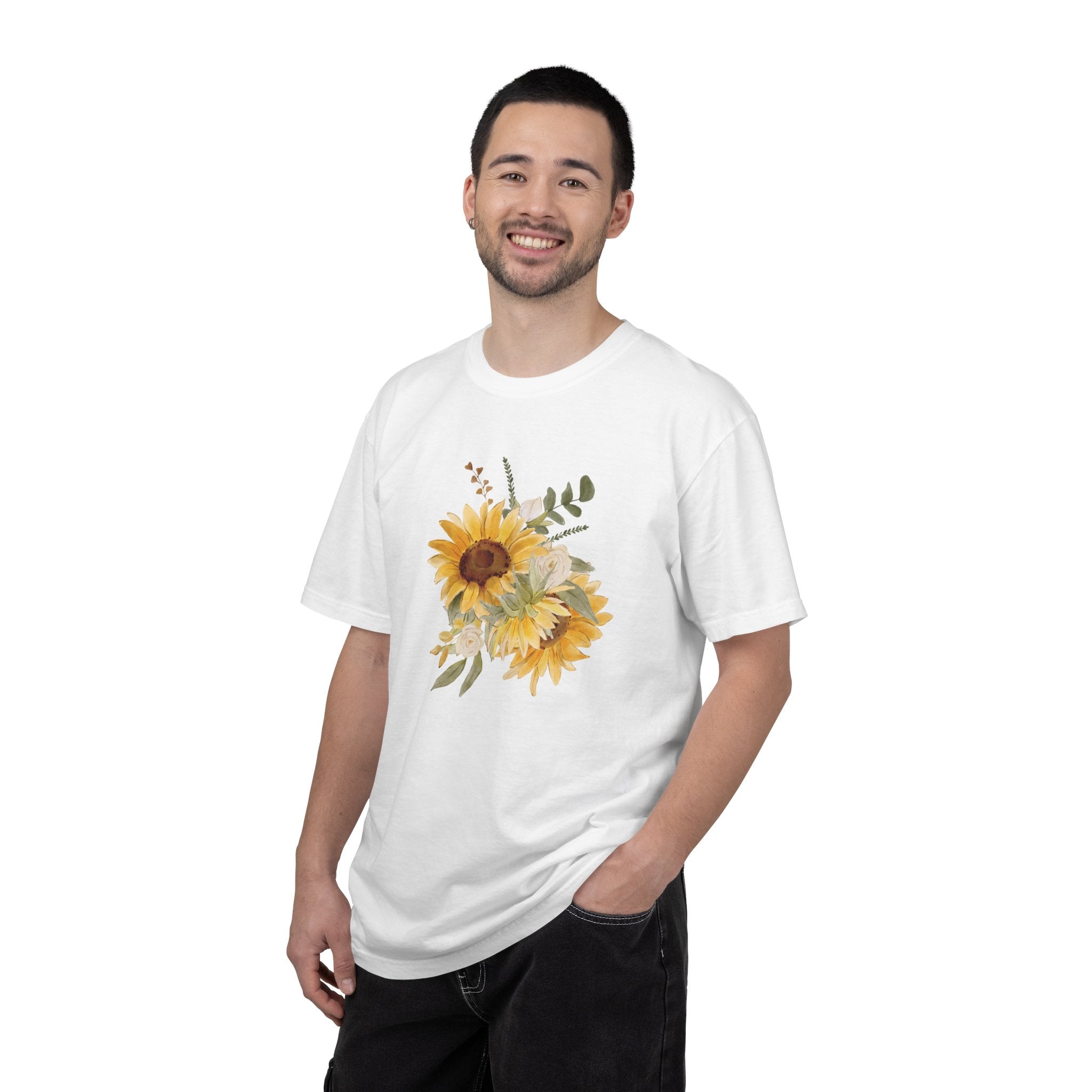 Sunflower Bouquet T-shirt | Watercolor Floral Tee, Yellow Sunflowers