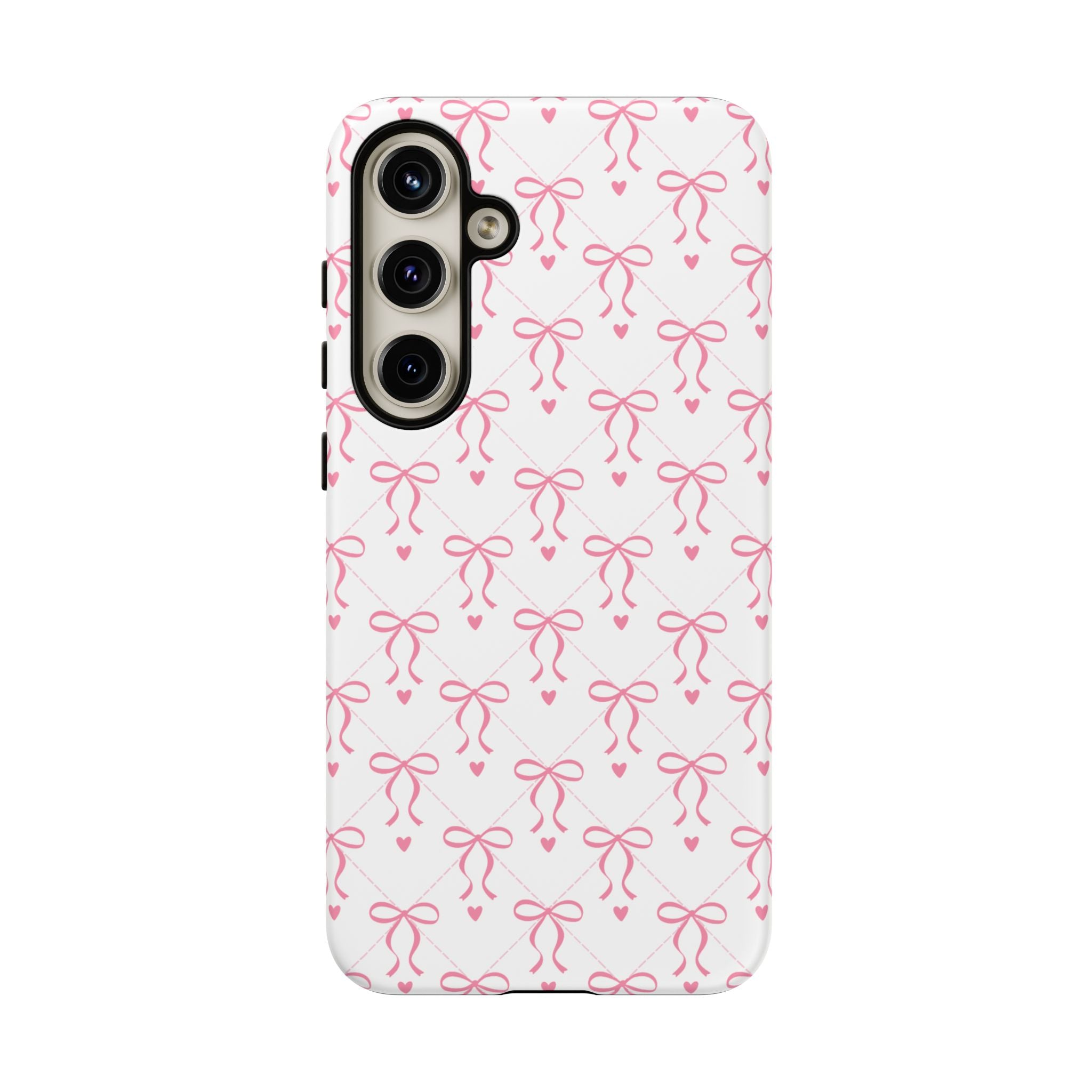 Pink Bow Pattern Phone Case — Cute Feminine Tough Case
