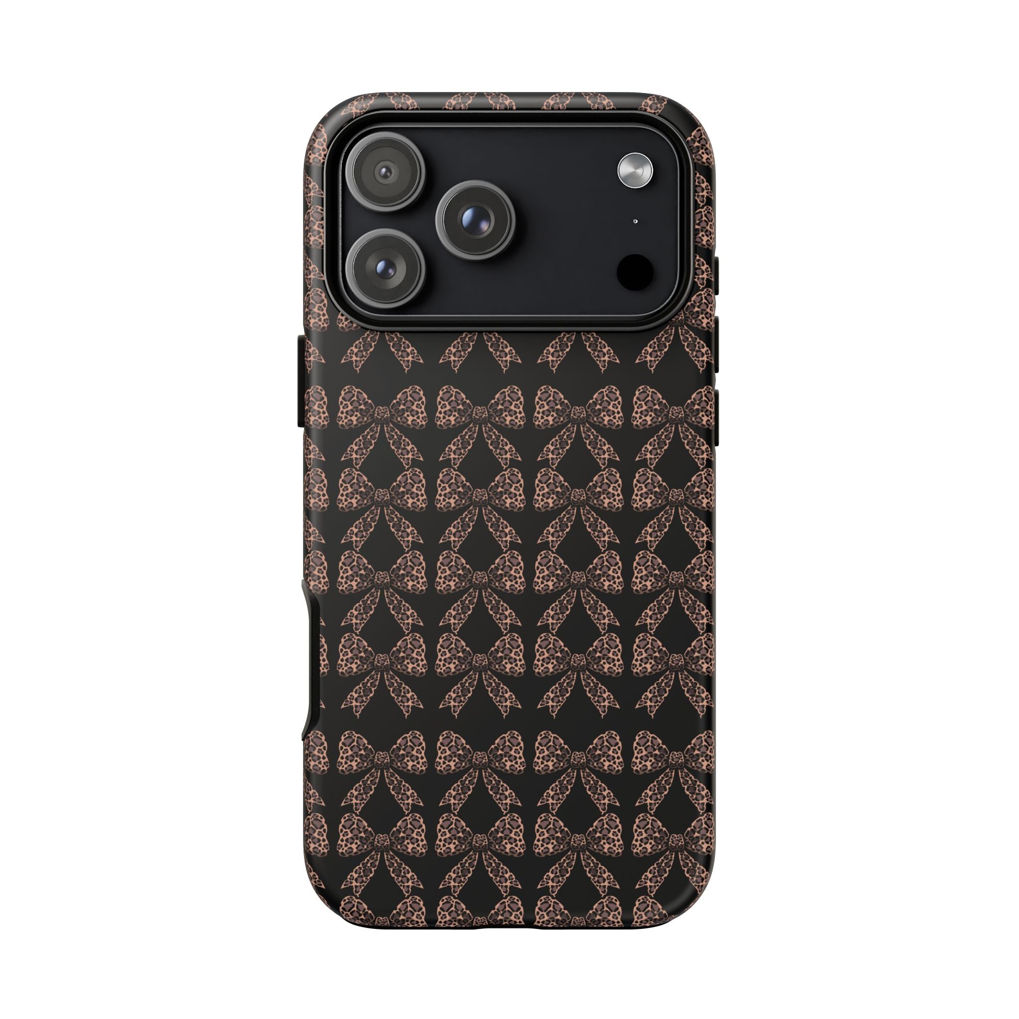 Leopard Print Bow Tough Phone Case — Black & Gold Pattern