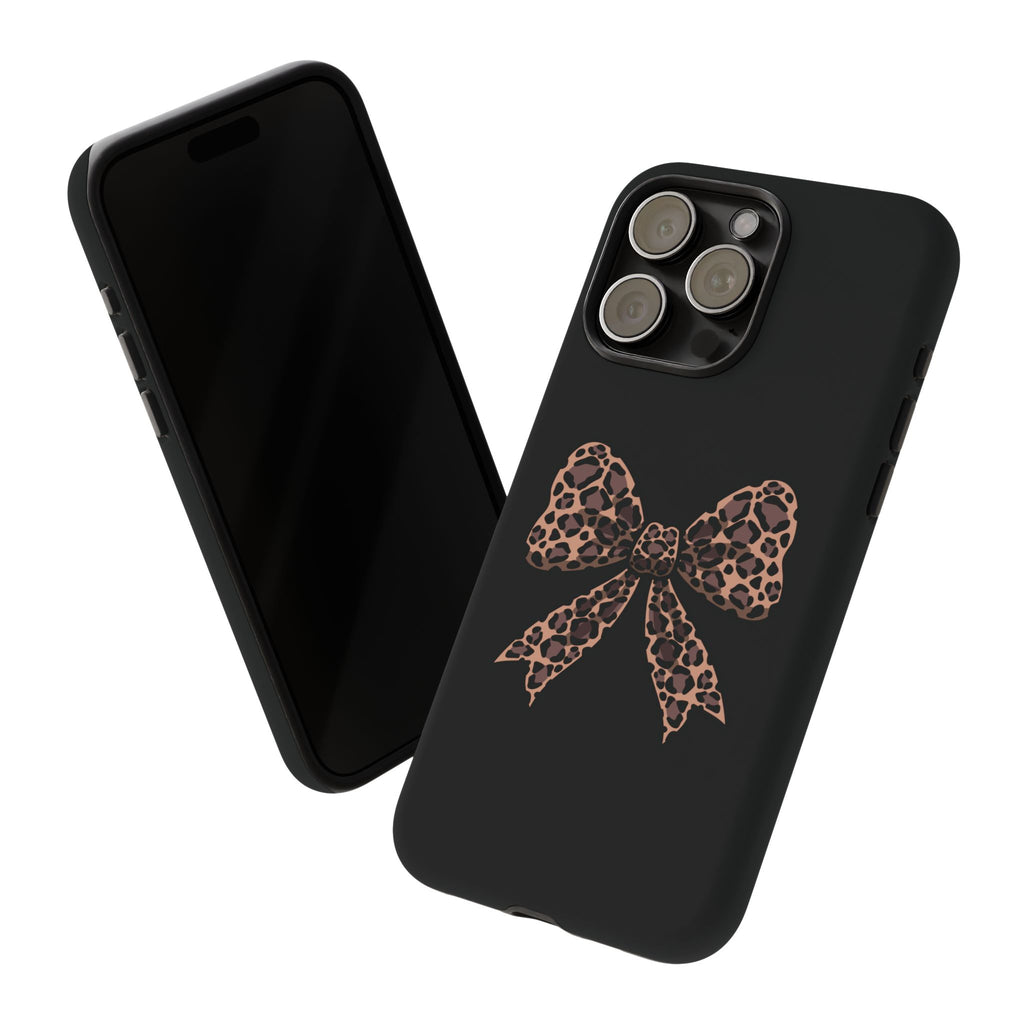 Leopard Print Bow Tough Phone Case — Cute Chic Protective Cover