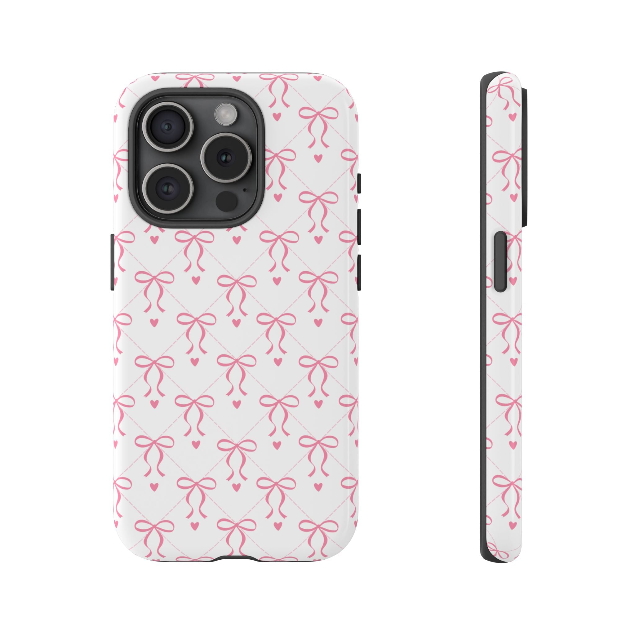 Pink Bow Pattern Phone Case — Cute Feminine Tough Case