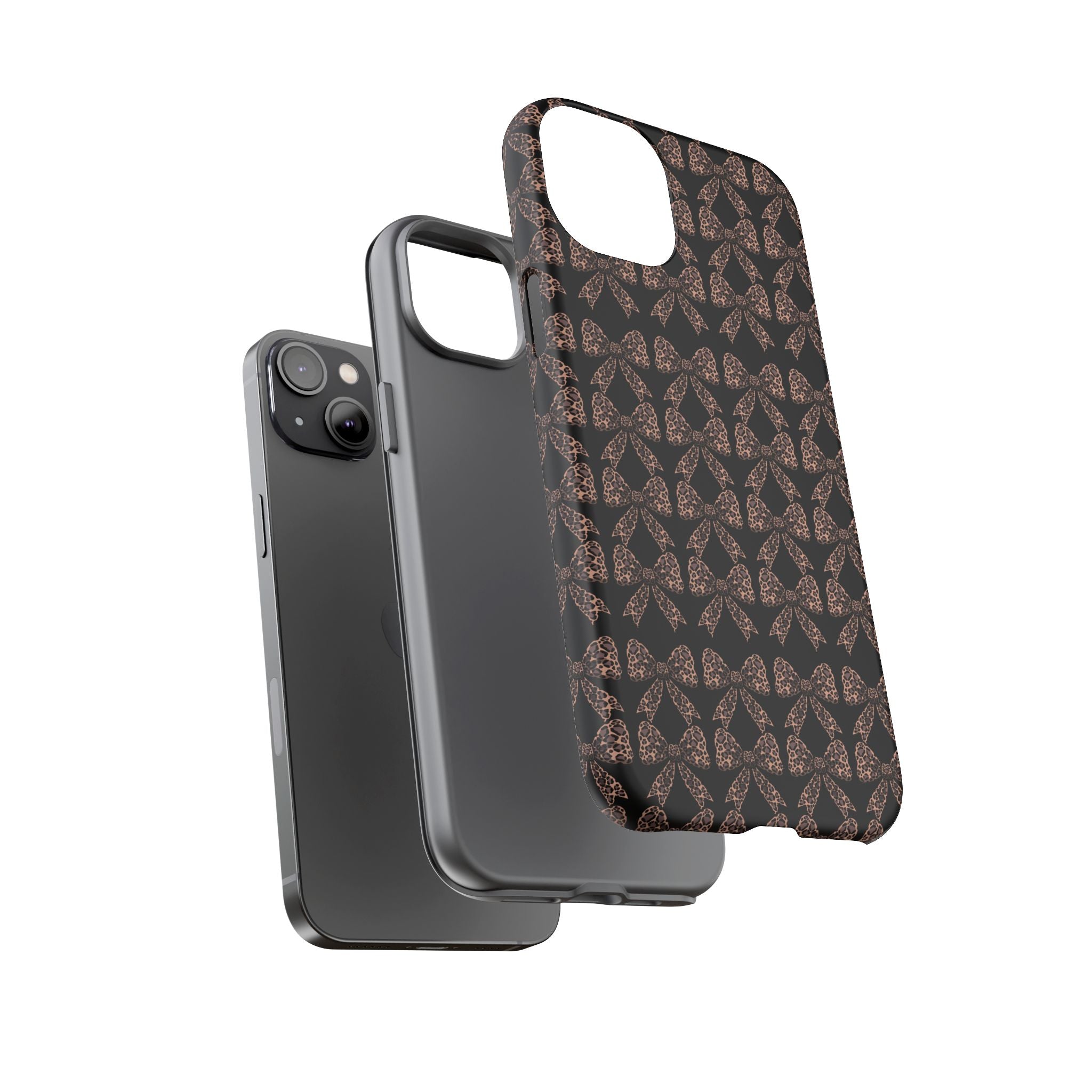 Leopard Print Bow Tough Phone Case — Black & Gold Pattern