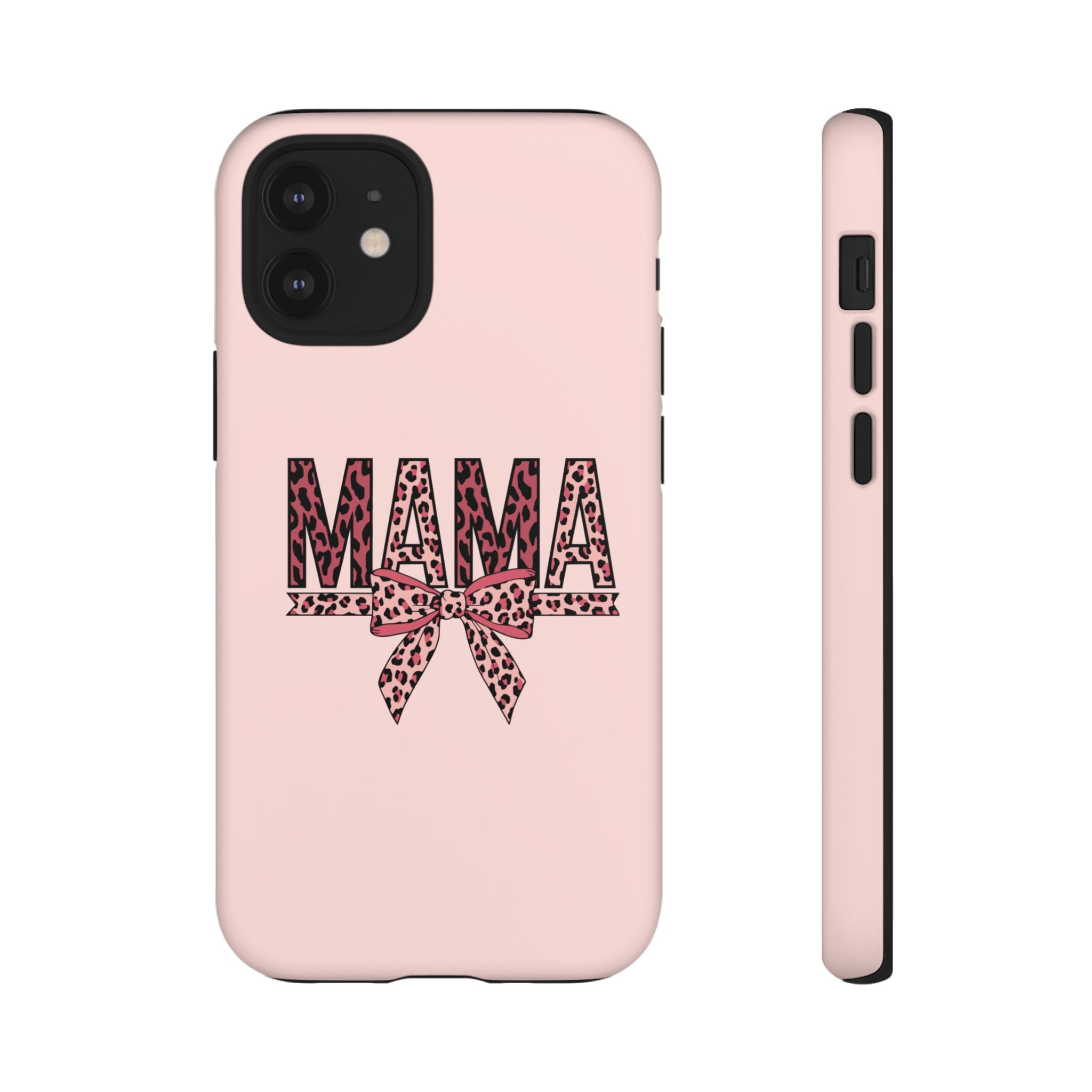 Mama Leopard Bow Phone Case — Pink Tough Protective iPhone Cover