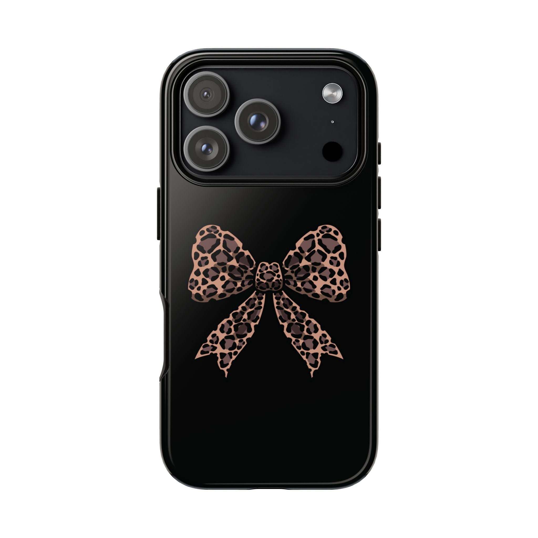 Leopard Print Bow Tough Phone Case — Cute Chic Protective Cover