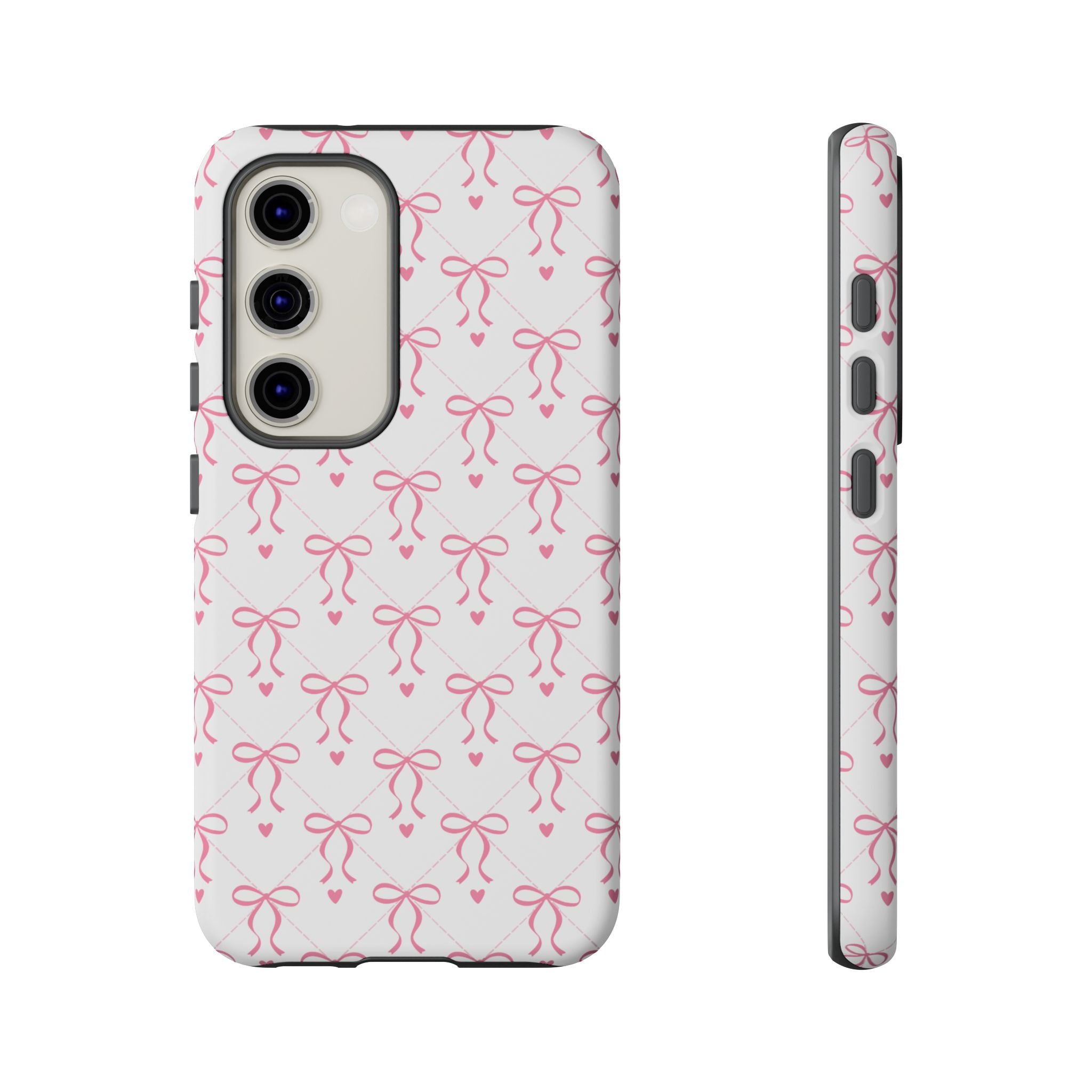 Pink Bow Pattern Phone Case — Cute Feminine Tough Case