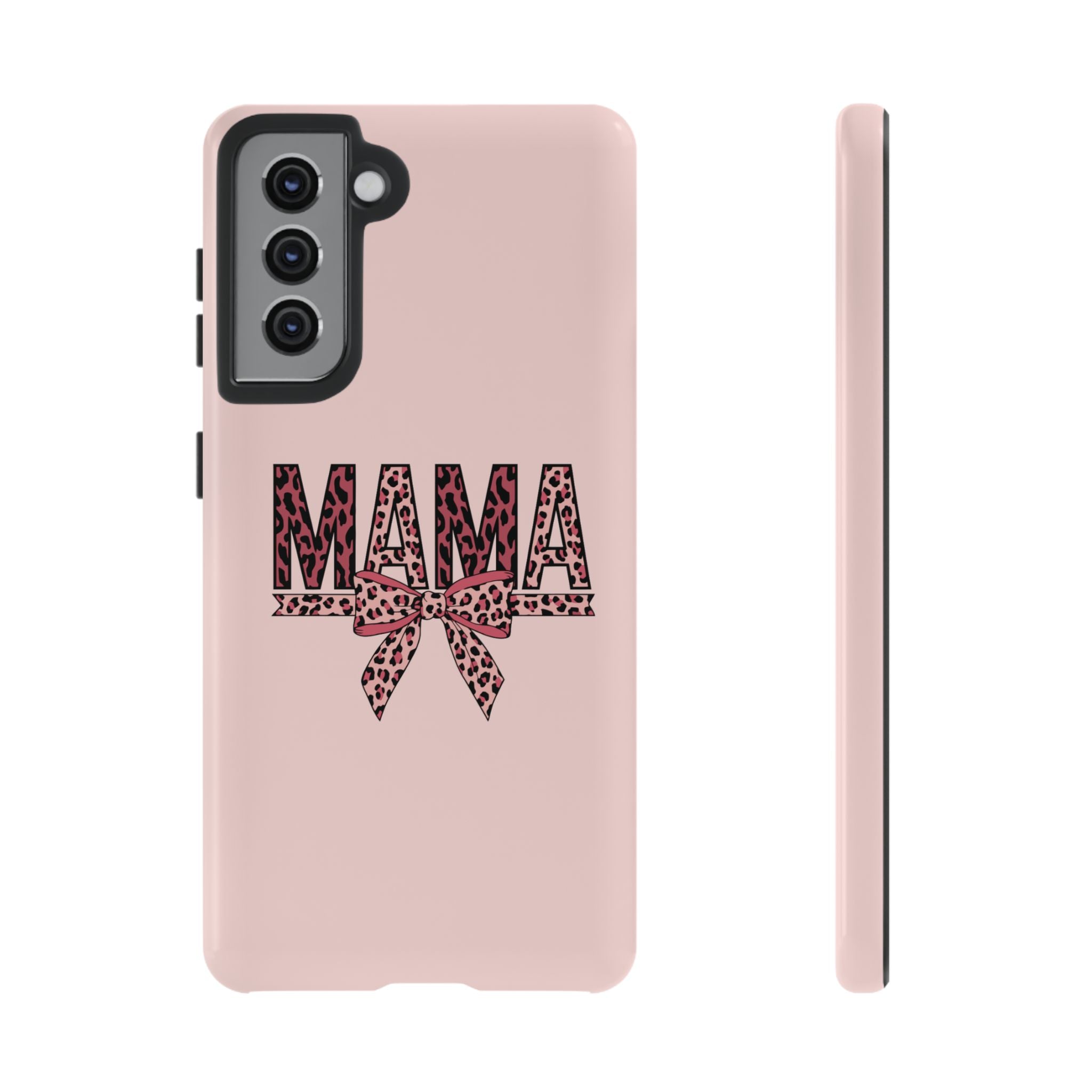 Mama Leopard Bow Phone Case — Pink Tough Protective iPhone Cover