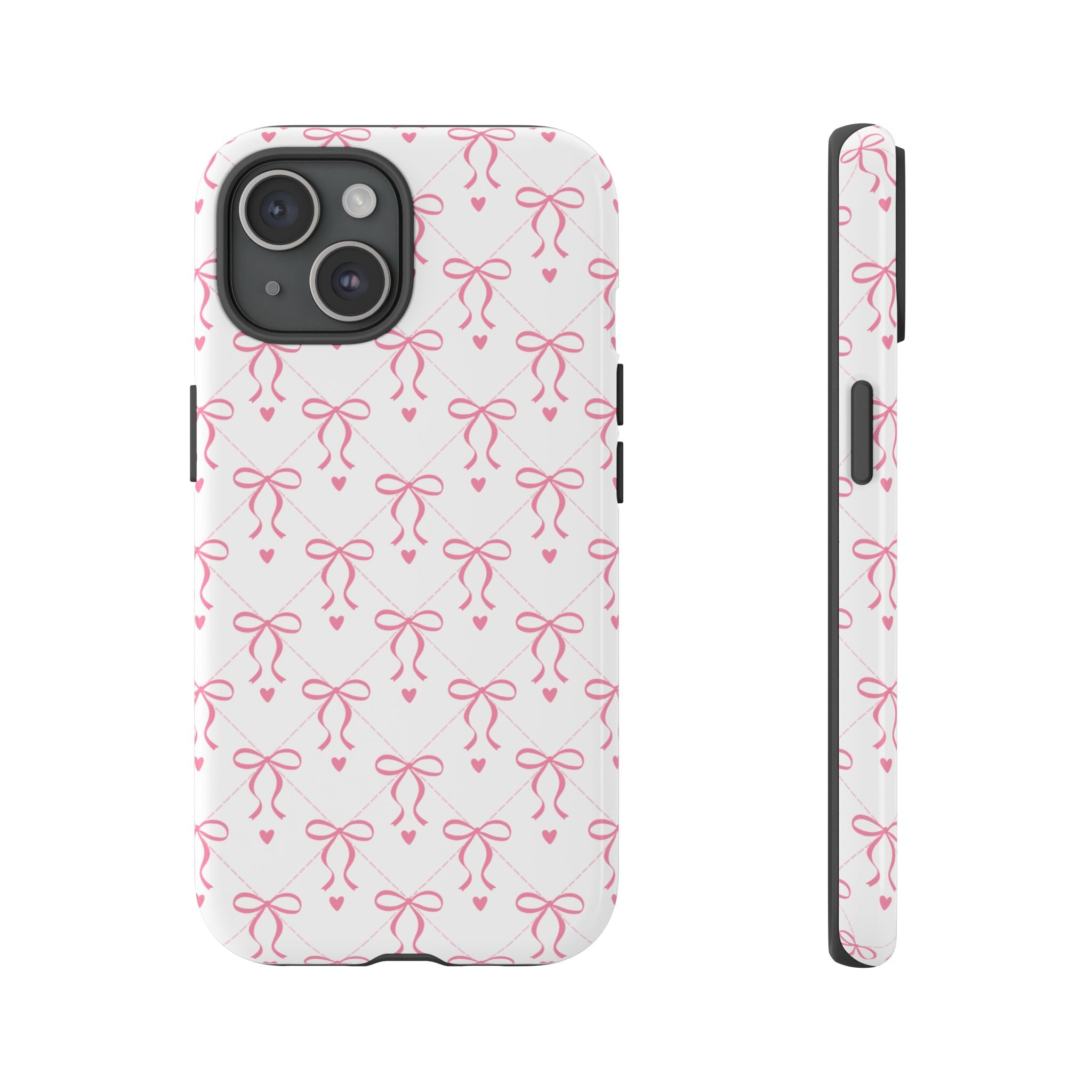 Pink Bow Pattern Phone Case — Cute Feminine Tough Case