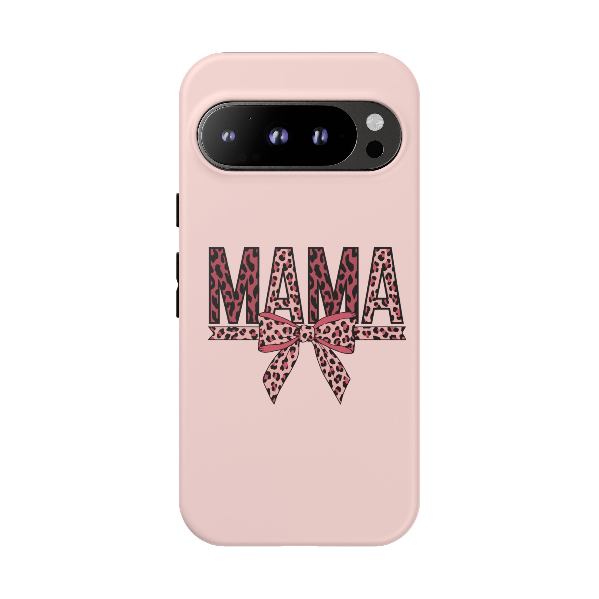 Mama Leopard Bow Phone Case — Pink Tough Protective iPhone Cover