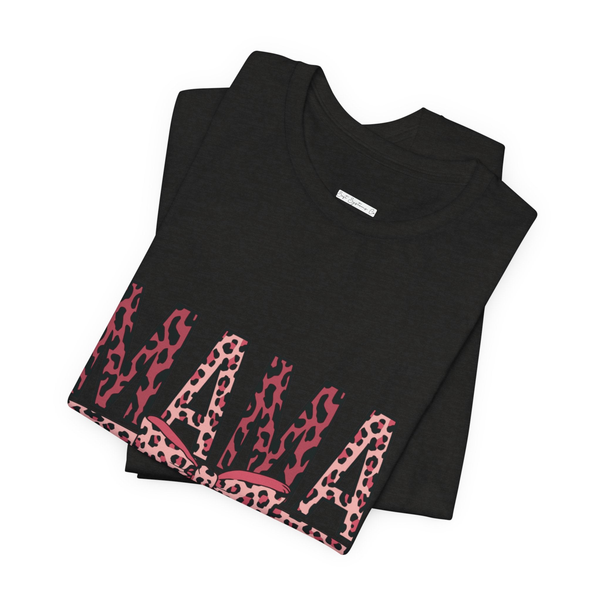 Mama Leopard Bow Tee — Floral Leopard Print "MAMA" Mother's Day T‑Shirt