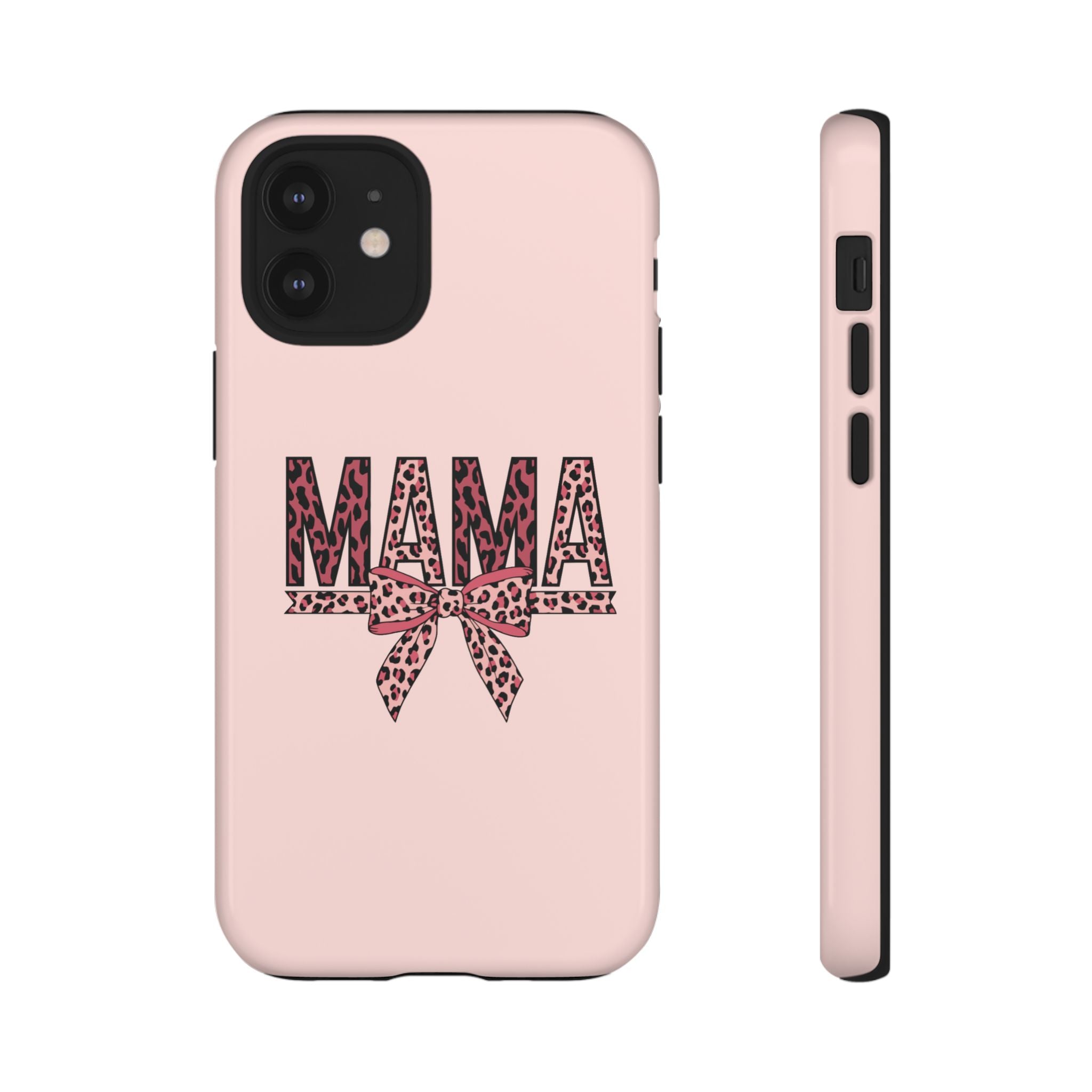 Mama Leopard Bow Phone Case — Pink Tough Protective iPhone Cover