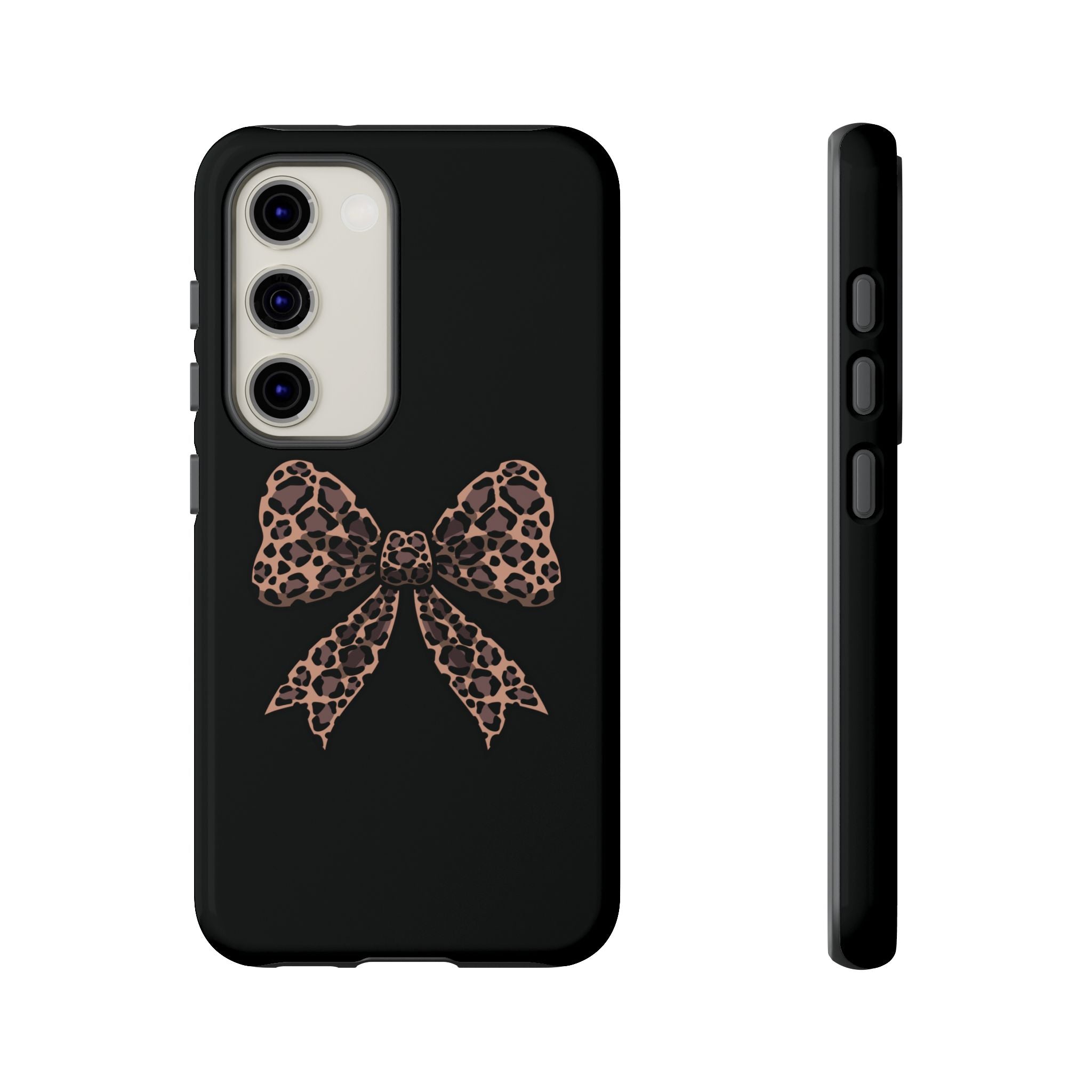 Leopard Print Bow Tough Phone Case — Cute Chic Protective Cover