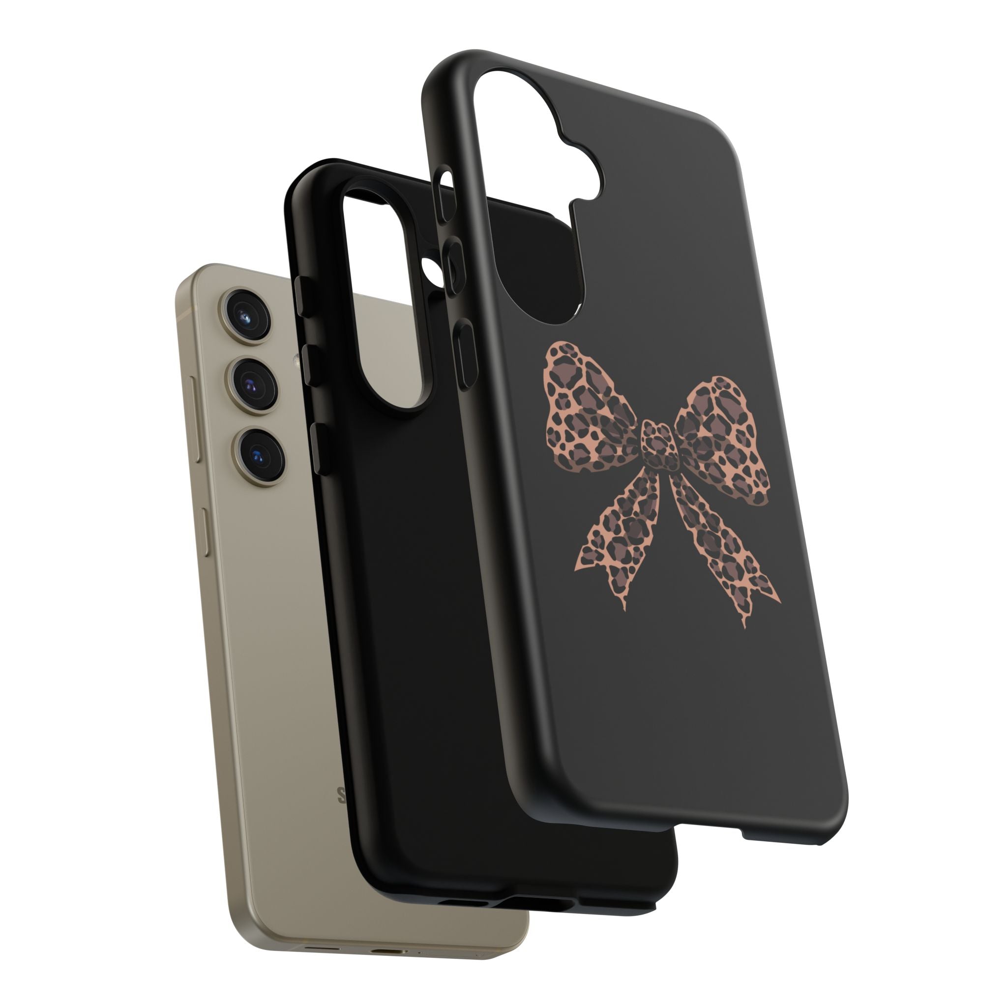 Leopard Print Bow Tough Phone Case — Cute Chic Protective Cover