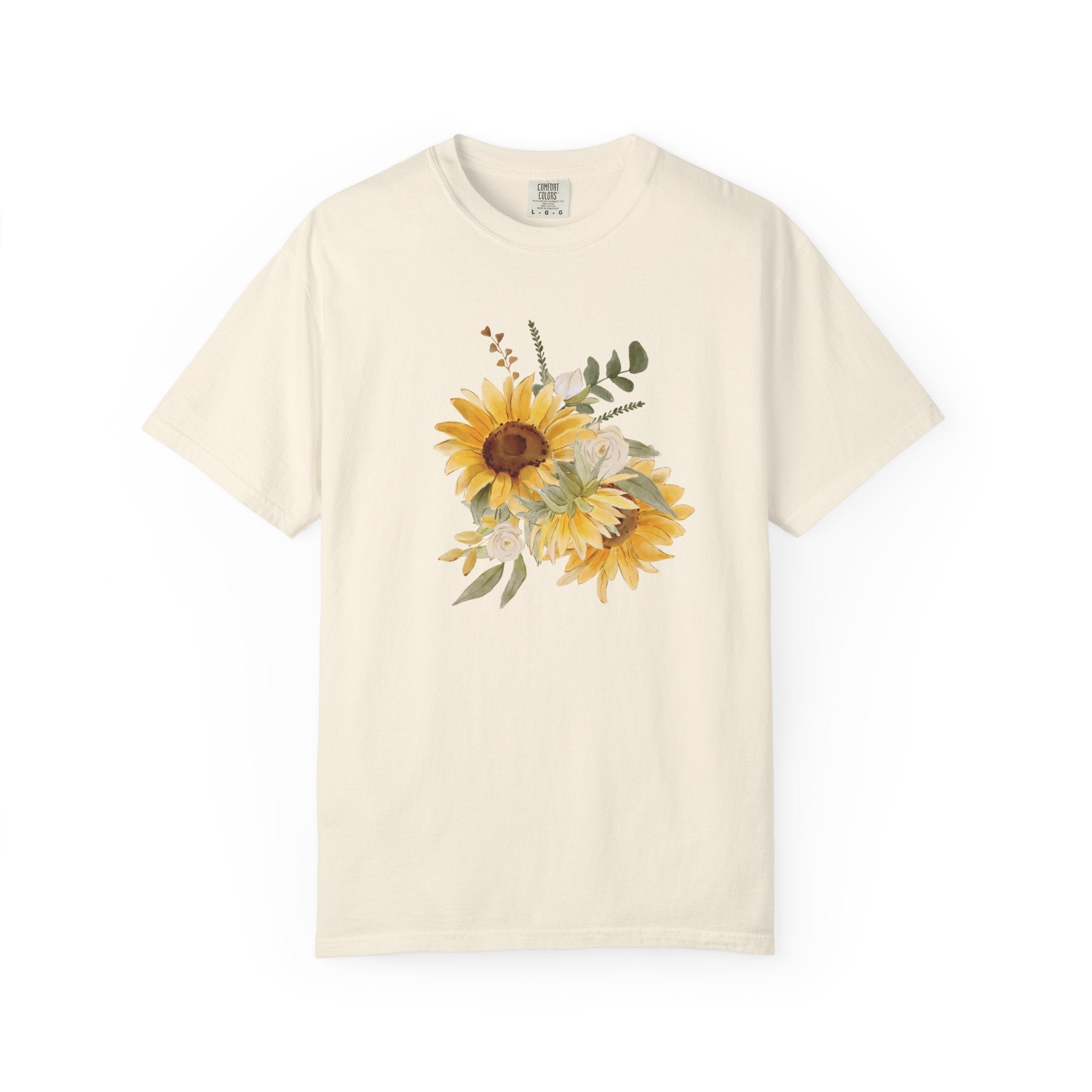 Sunflower Bouquet T-shirt | Watercolor Floral Tee, Yellow Sunflowers