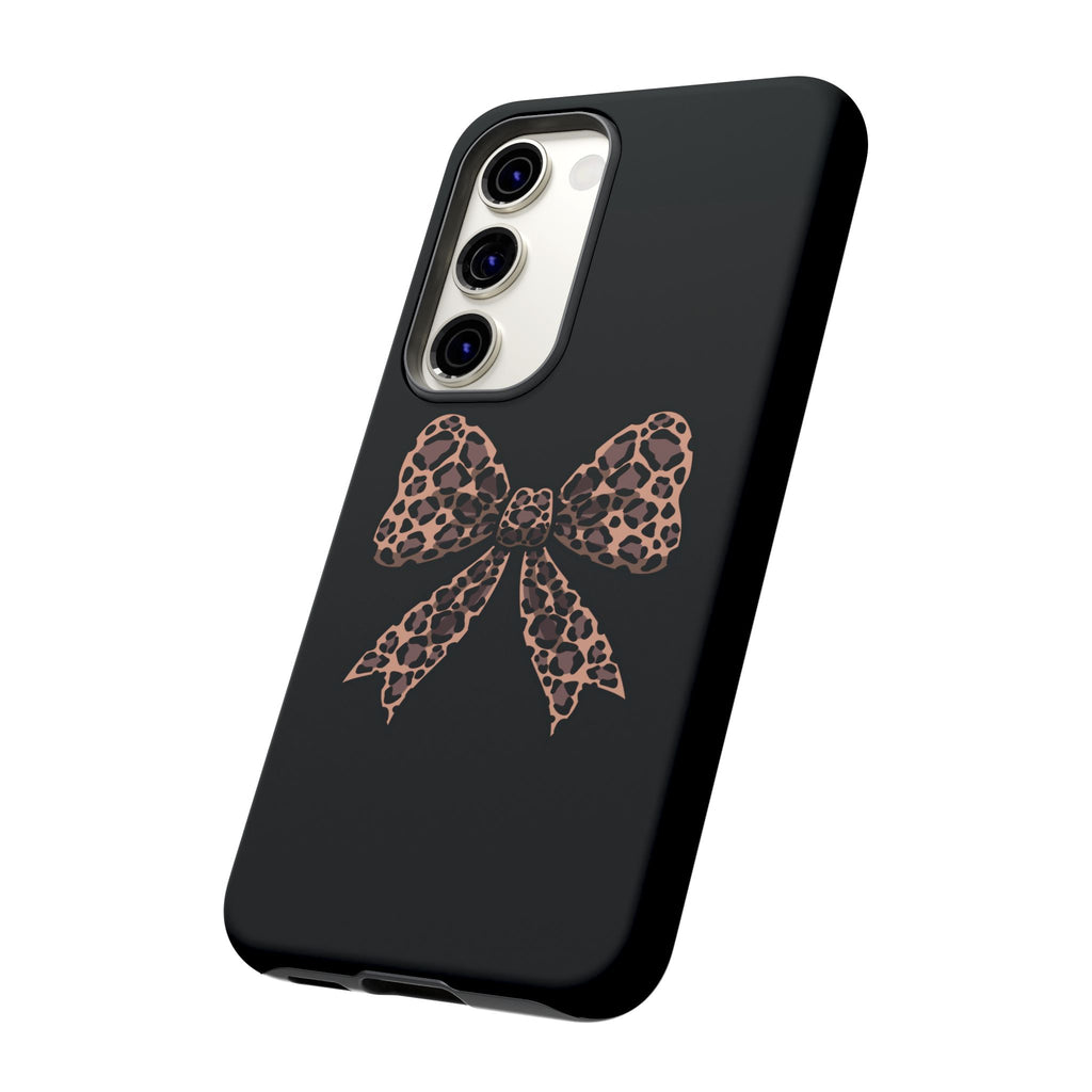 Leopard Print Bow Tough Phone Case — Cute Chic Protective Cover
