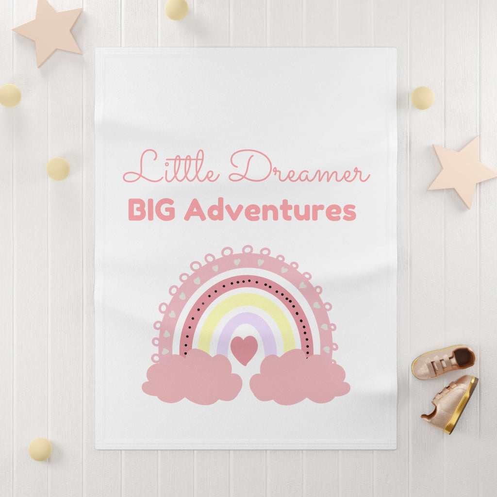 Baby Blanket - "Little Dreamer, Big Adventures" Pink Rainbow Keepsake