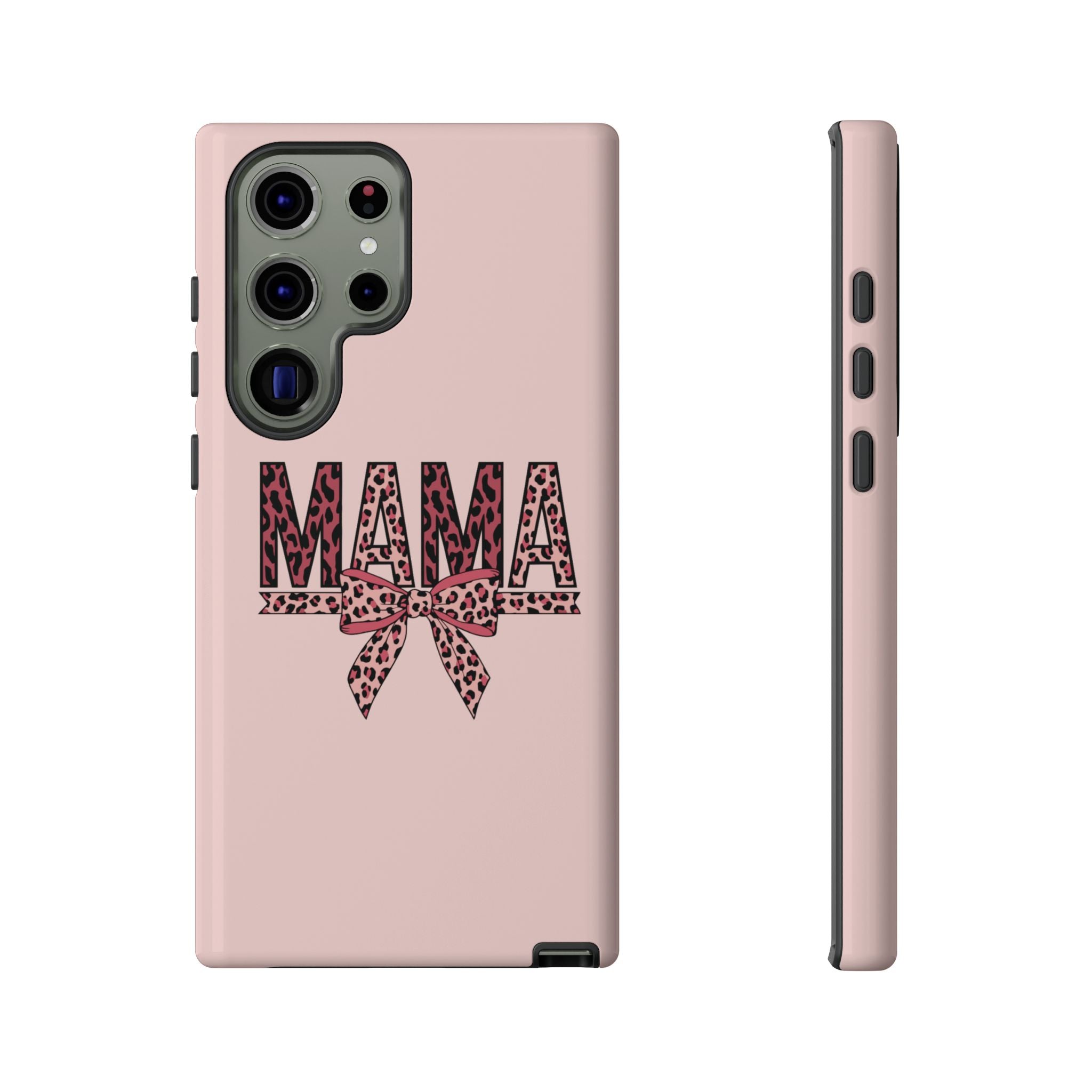 Mama Leopard Bow Phone Case — Pink Tough Protective iPhone Cover