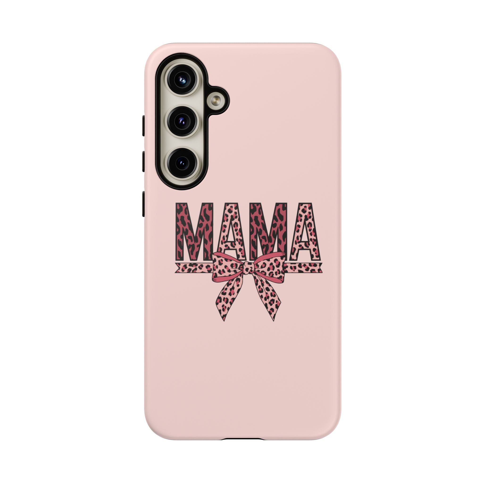 Mama Leopard Bow Phone Case — Pink Tough Protective iPhone Cover