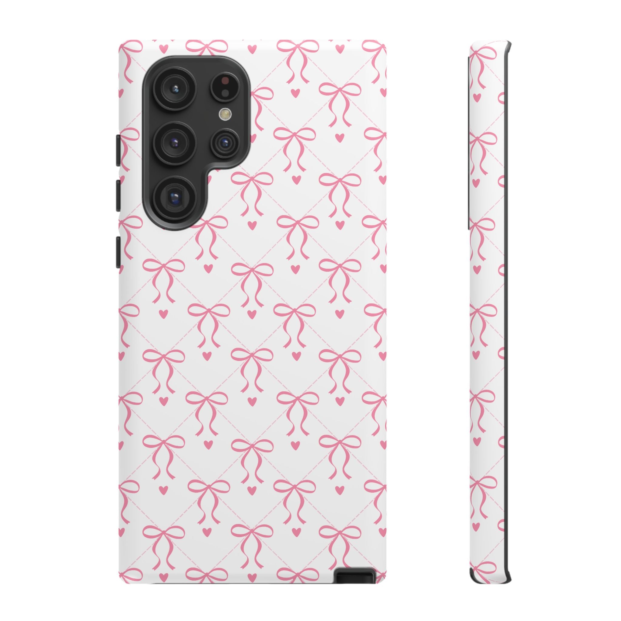 Pink Bow Pattern Phone Case — Cute Feminine Tough Case