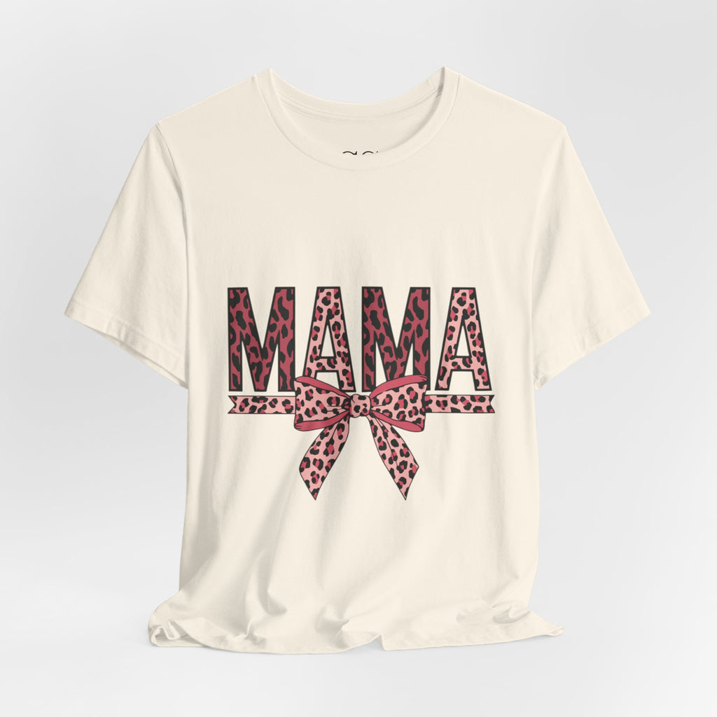 Mama Leopard Bow Tee — Floral Leopard Print "MAMA" Mother's Day T‑Shirt