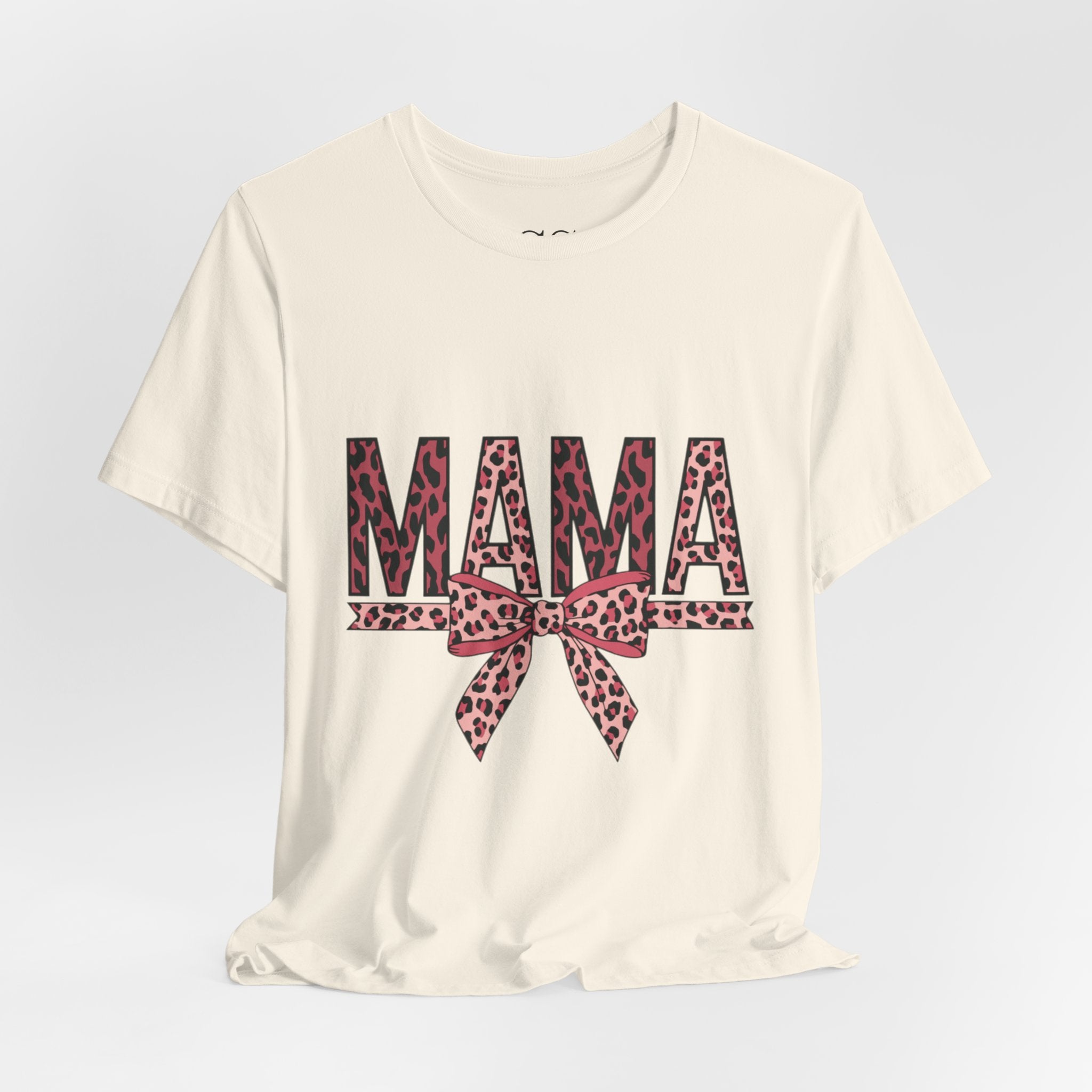 Mama Leopard Bow Tee — Floral Leopard Print "MAMA" Mother's Day T‑Shirt
