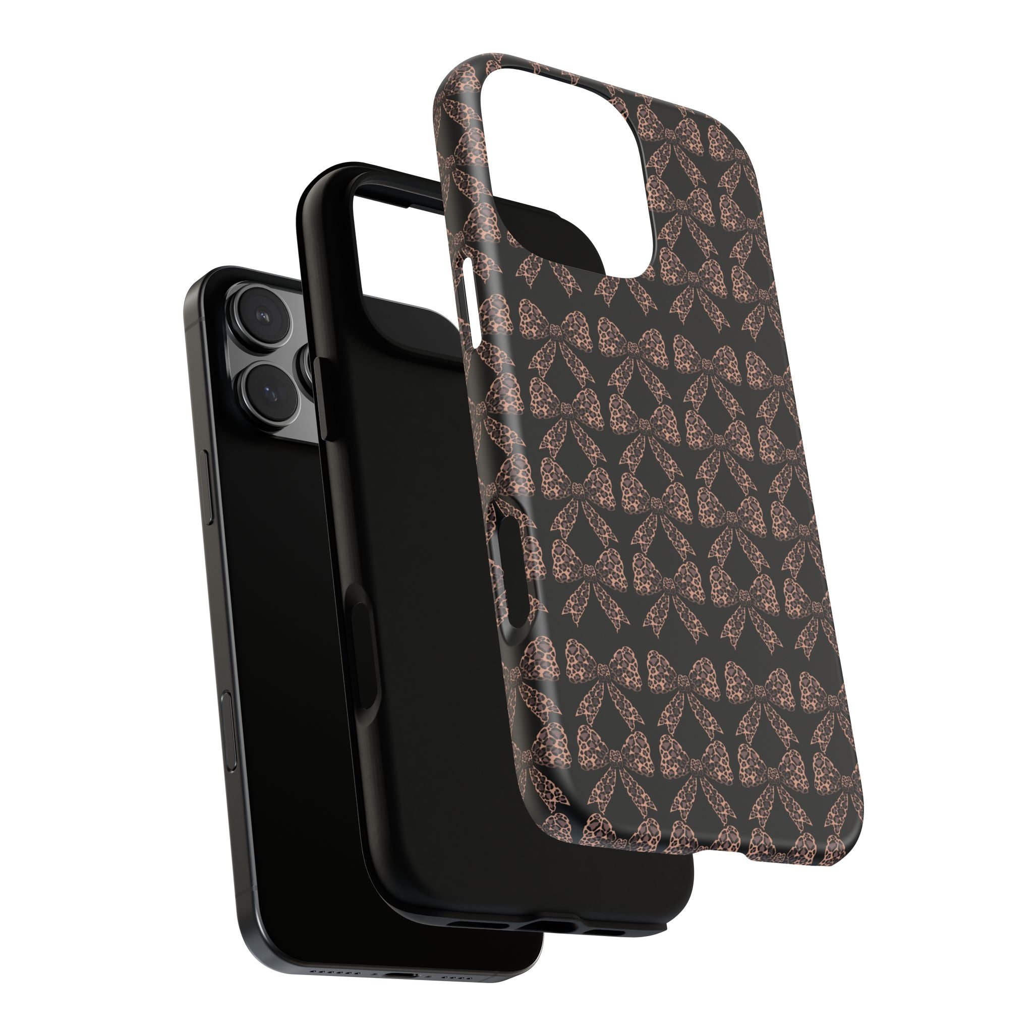 Leopard Print Bow Tough Phone Case — Black & Gold Pattern