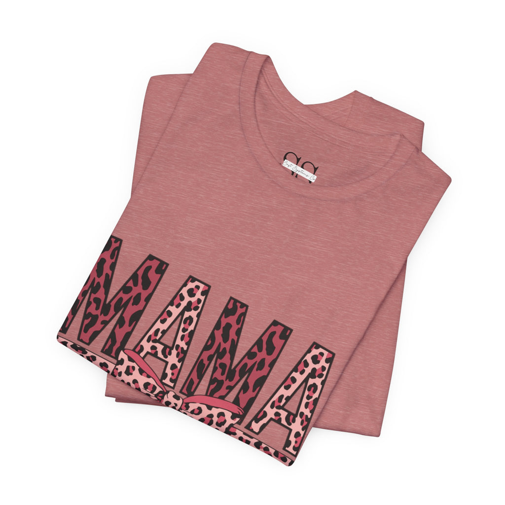Mama Leopard Bow Tee — Floral Leopard Print "MAMA" Mother's Day T‑Shirt