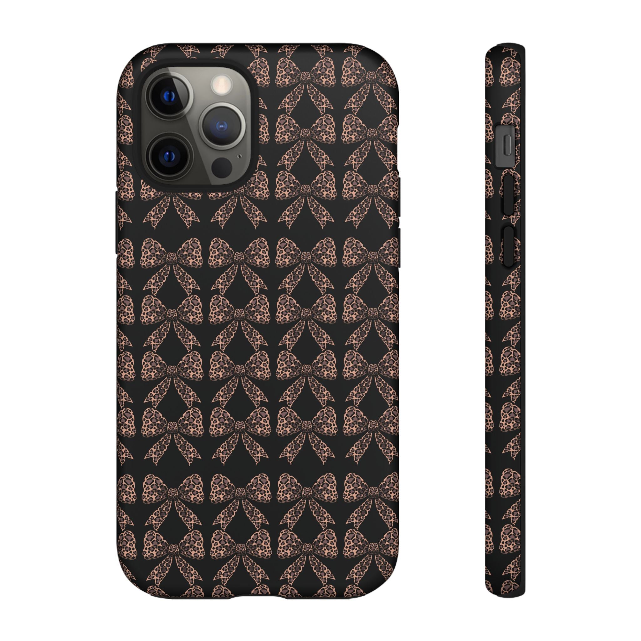 Leopard Print Bow Tough Phone Case — Black & Gold Pattern