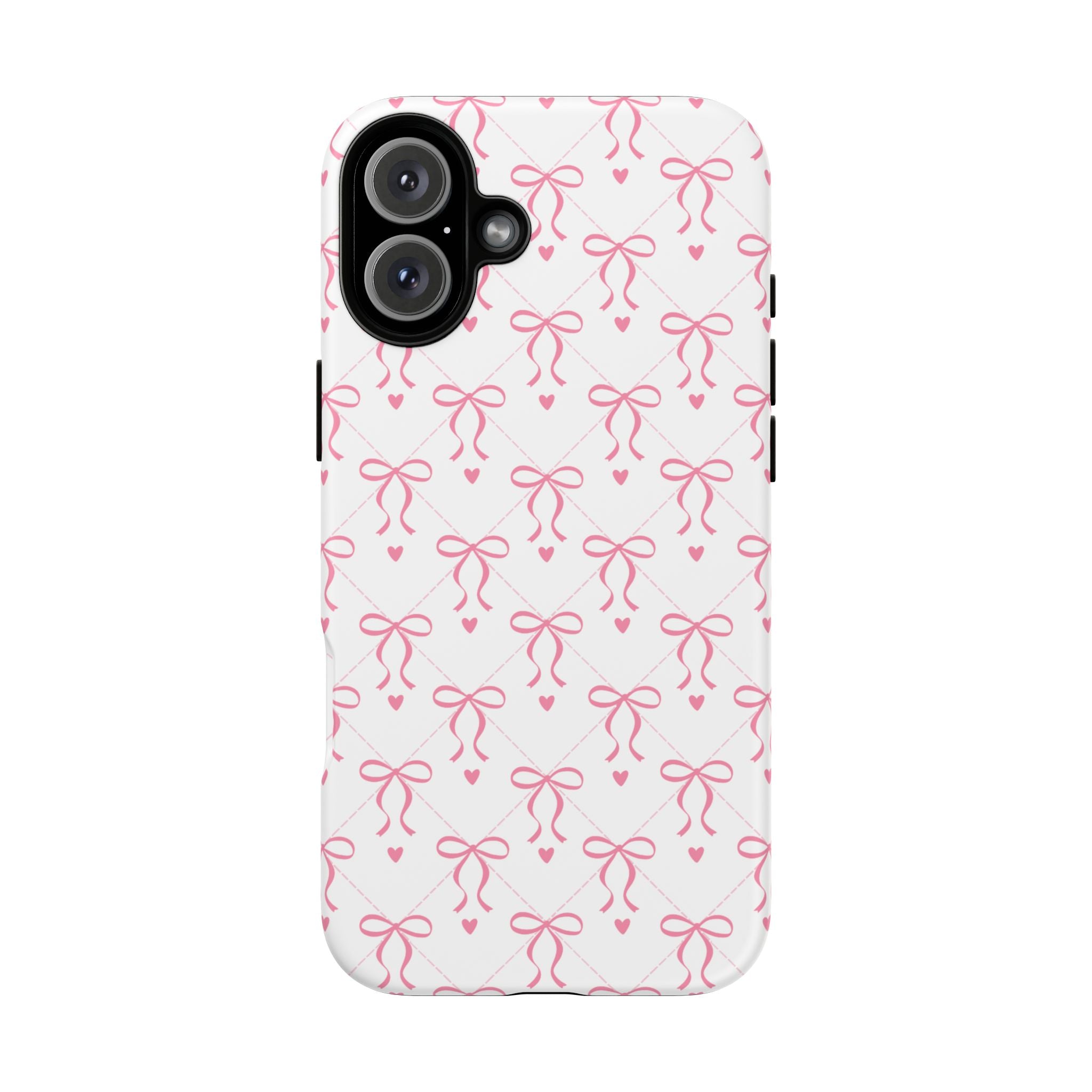 Pink Bow Pattern Phone Case — Cute Feminine Tough Case