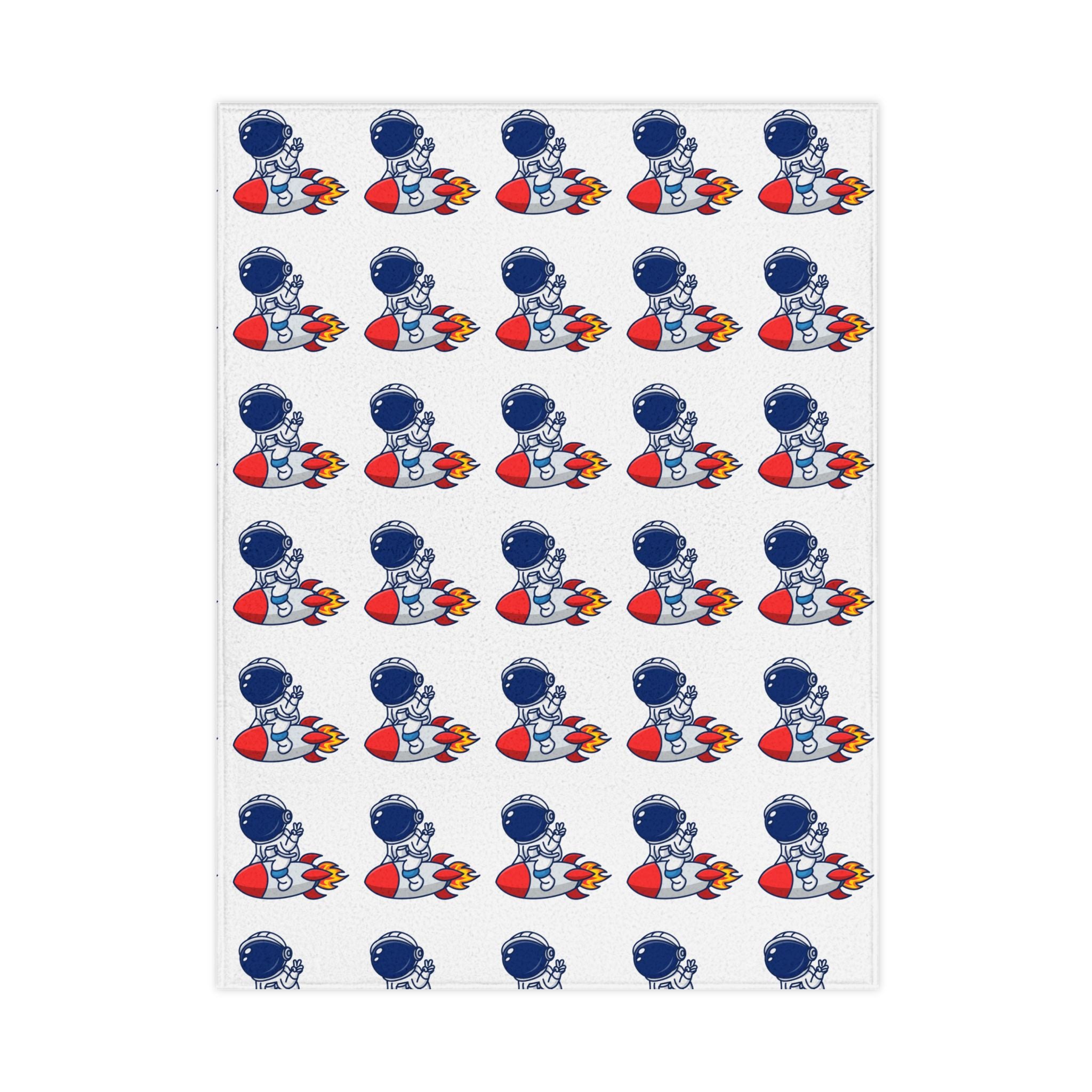 Toddler Blanket — Cute Astronaut Rocket Pattern Soft Baby Throw for Kids