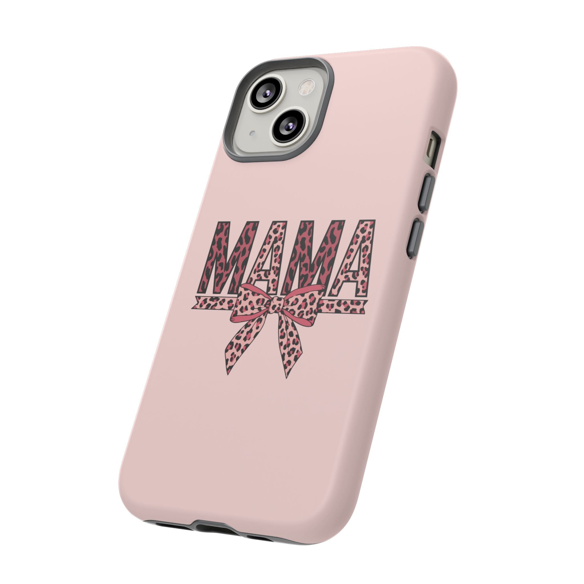 Mama Leopard Bow Phone Case — Pink Tough Protective iPhone Cover