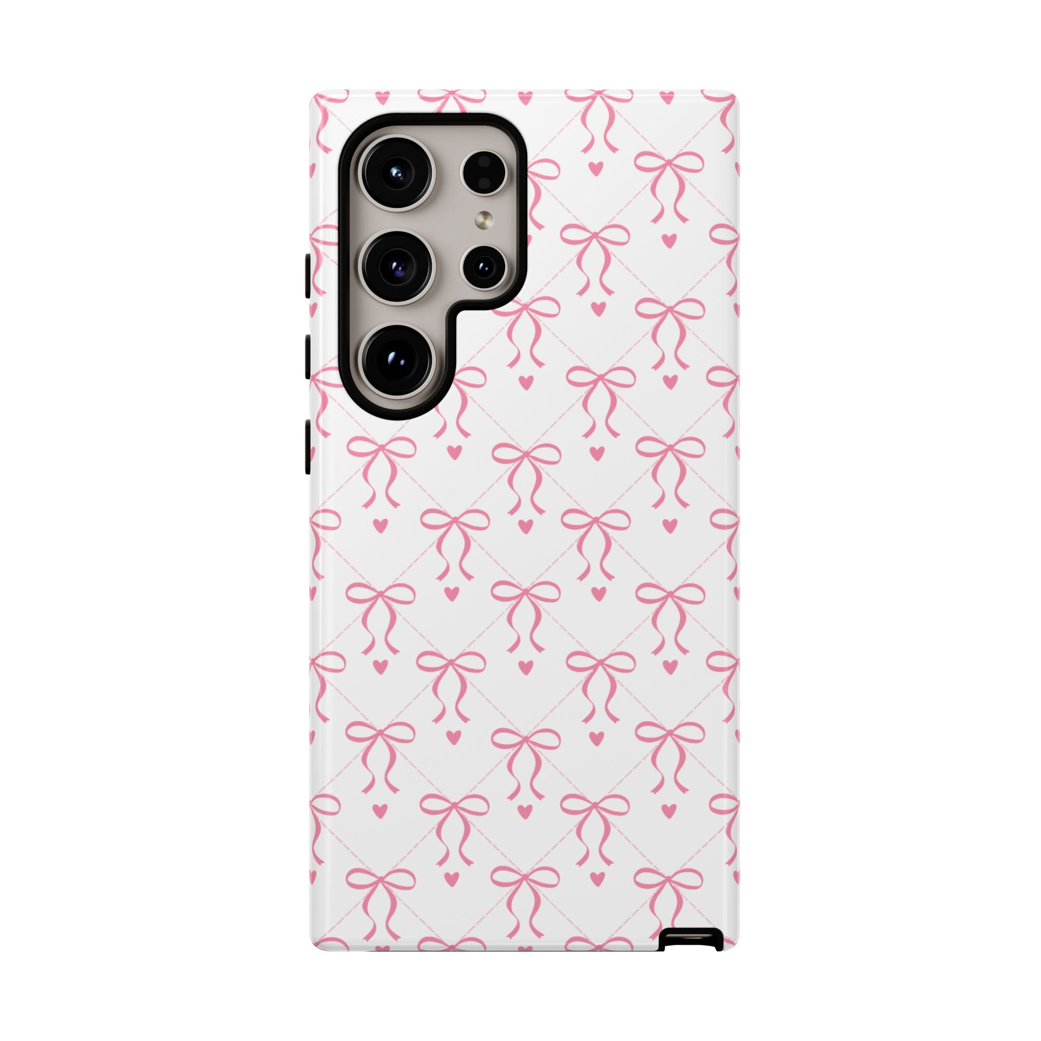 Pink Bow Pattern Phone Case — Cute Feminine Tough Case