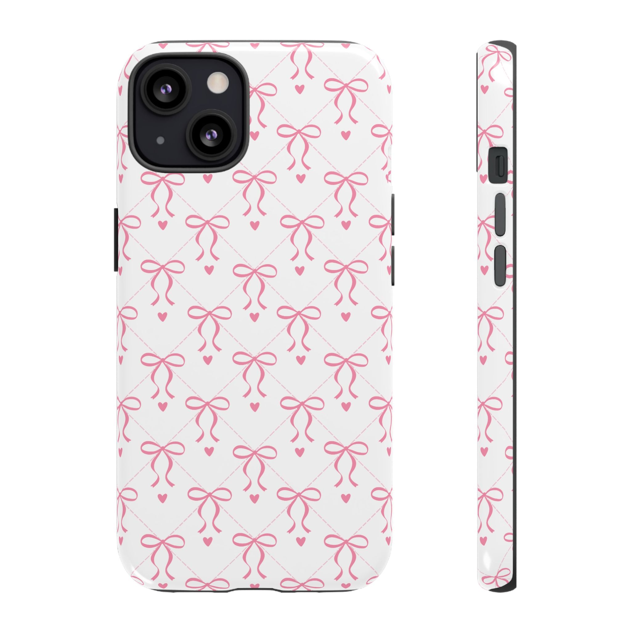 Pink Bow Pattern Phone Case — Cute Feminine Tough Case