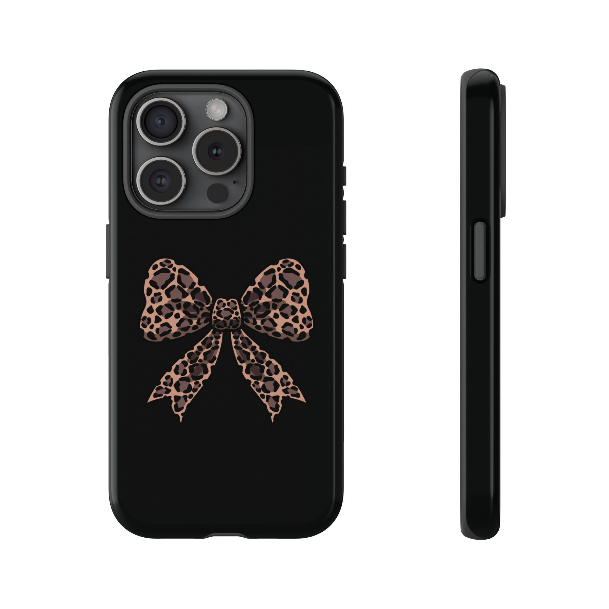 Leopard Print Bow Tough Phone Case — Cute Chic Protective Cover