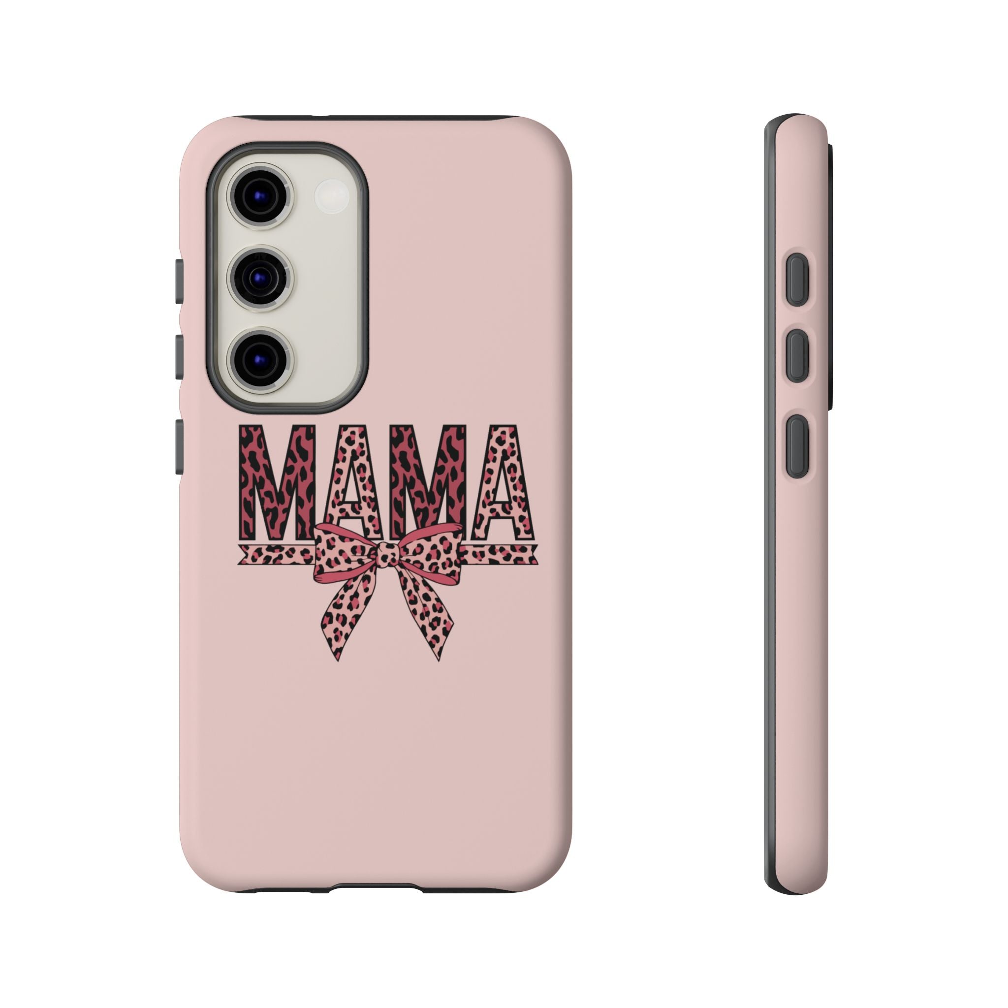 Mama Leopard Bow Phone Case — Pink Tough Protective iPhone Cover