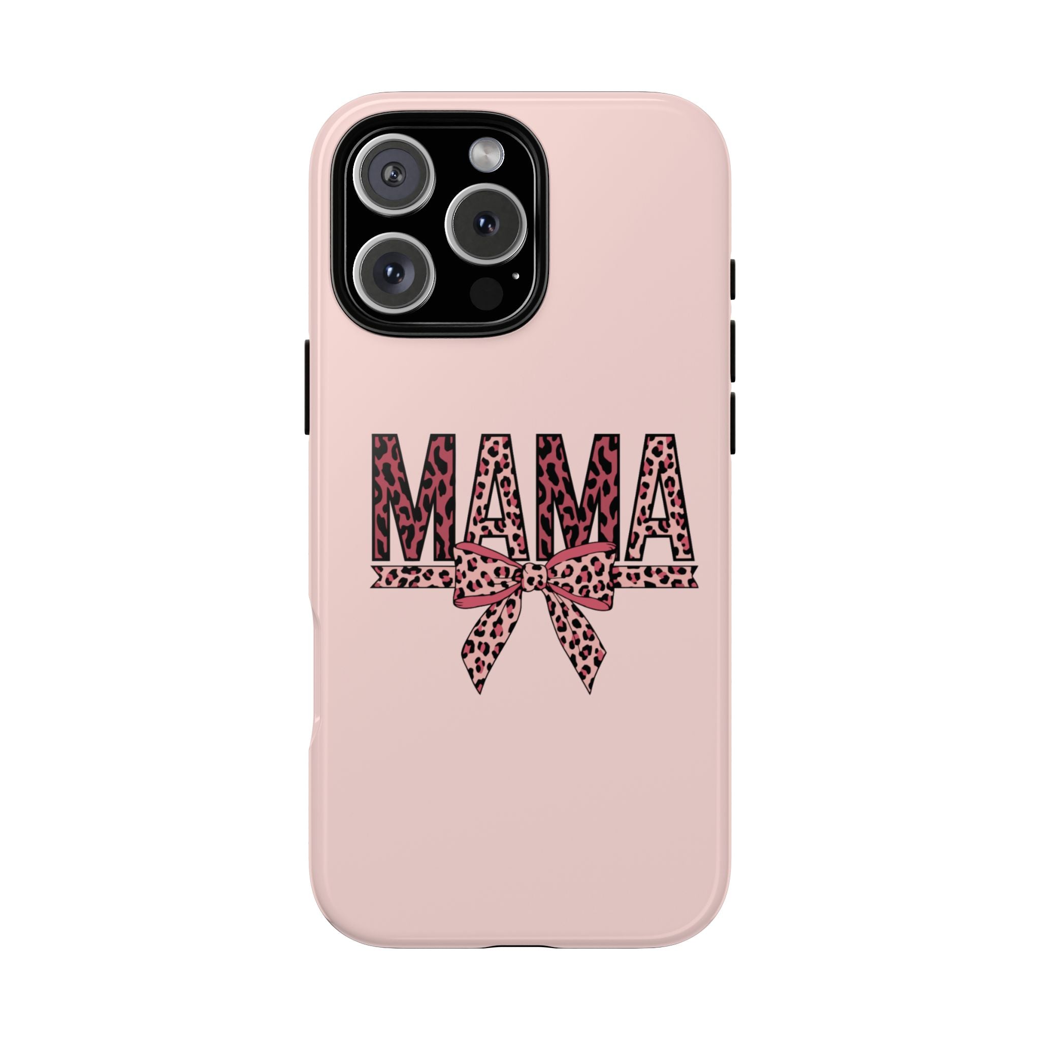 Mama Leopard Bow Phone Case — Pink Tough Protective iPhone Cover