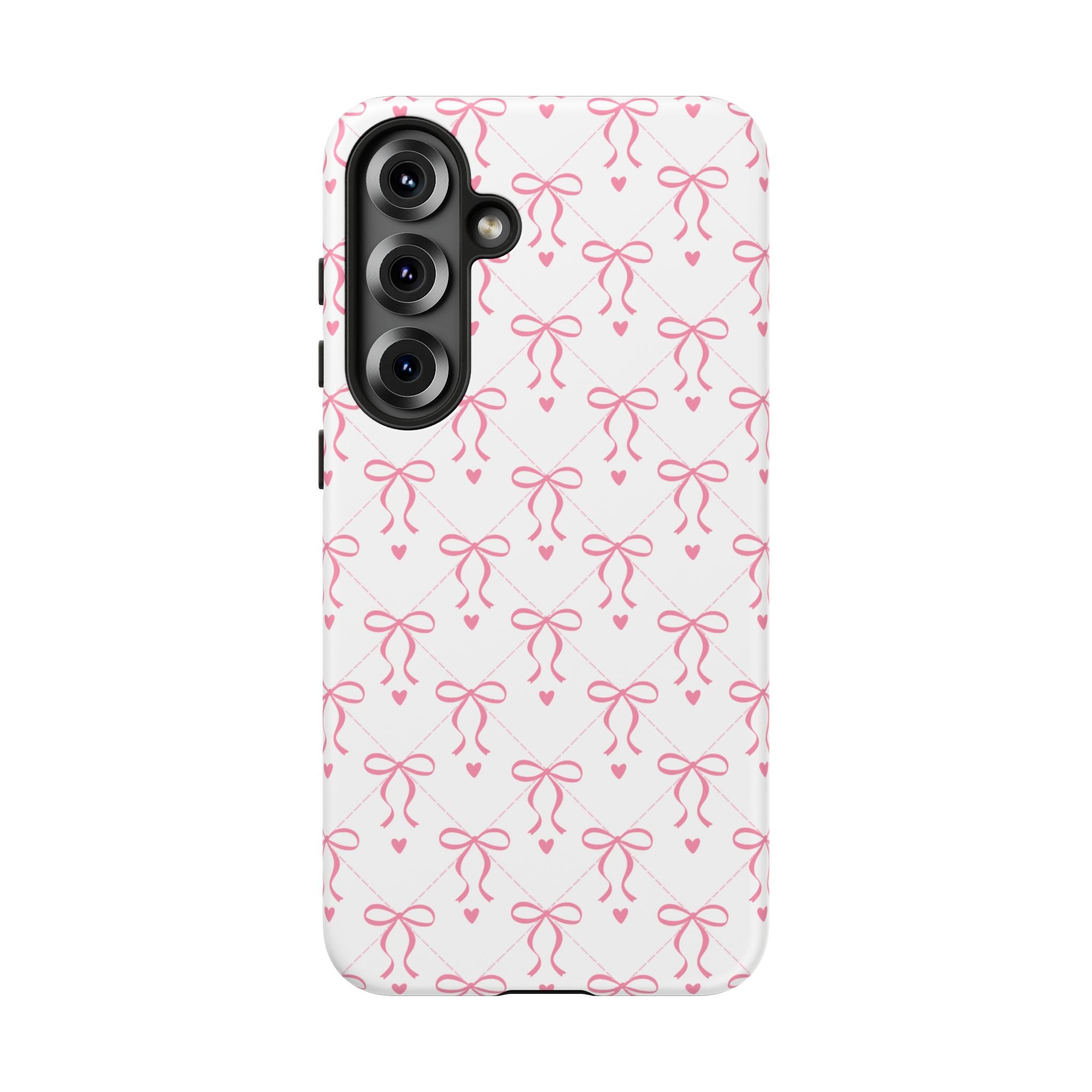 Pink Bow Pattern Phone Case — Cute Feminine Tough Case