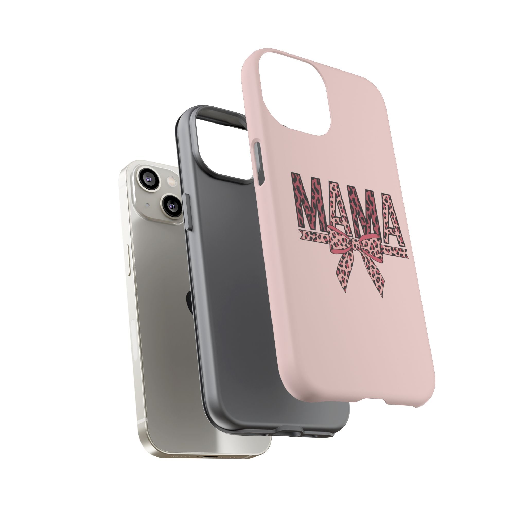 Mama Leopard Bow Phone Case — Pink Tough Protective iPhone Cover