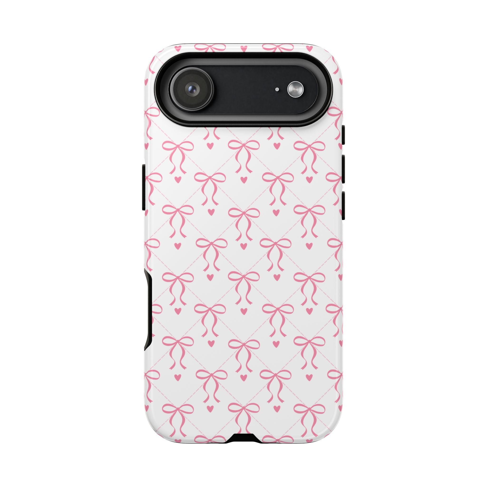 Pink Bow Pattern Phone Case — Cute Feminine Tough Case