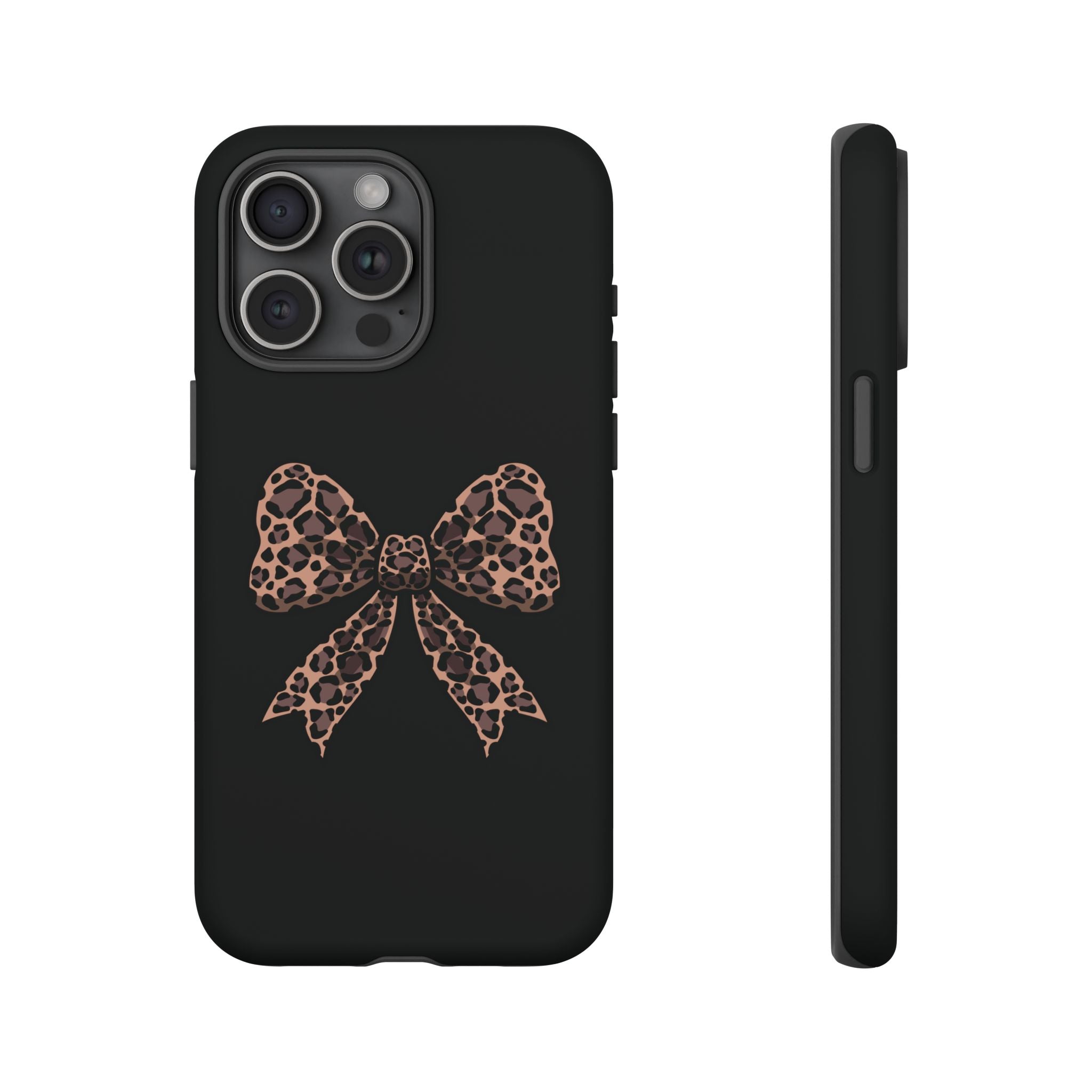 Leopard Print Bow Tough Phone Case — Cute Chic Protective Cover