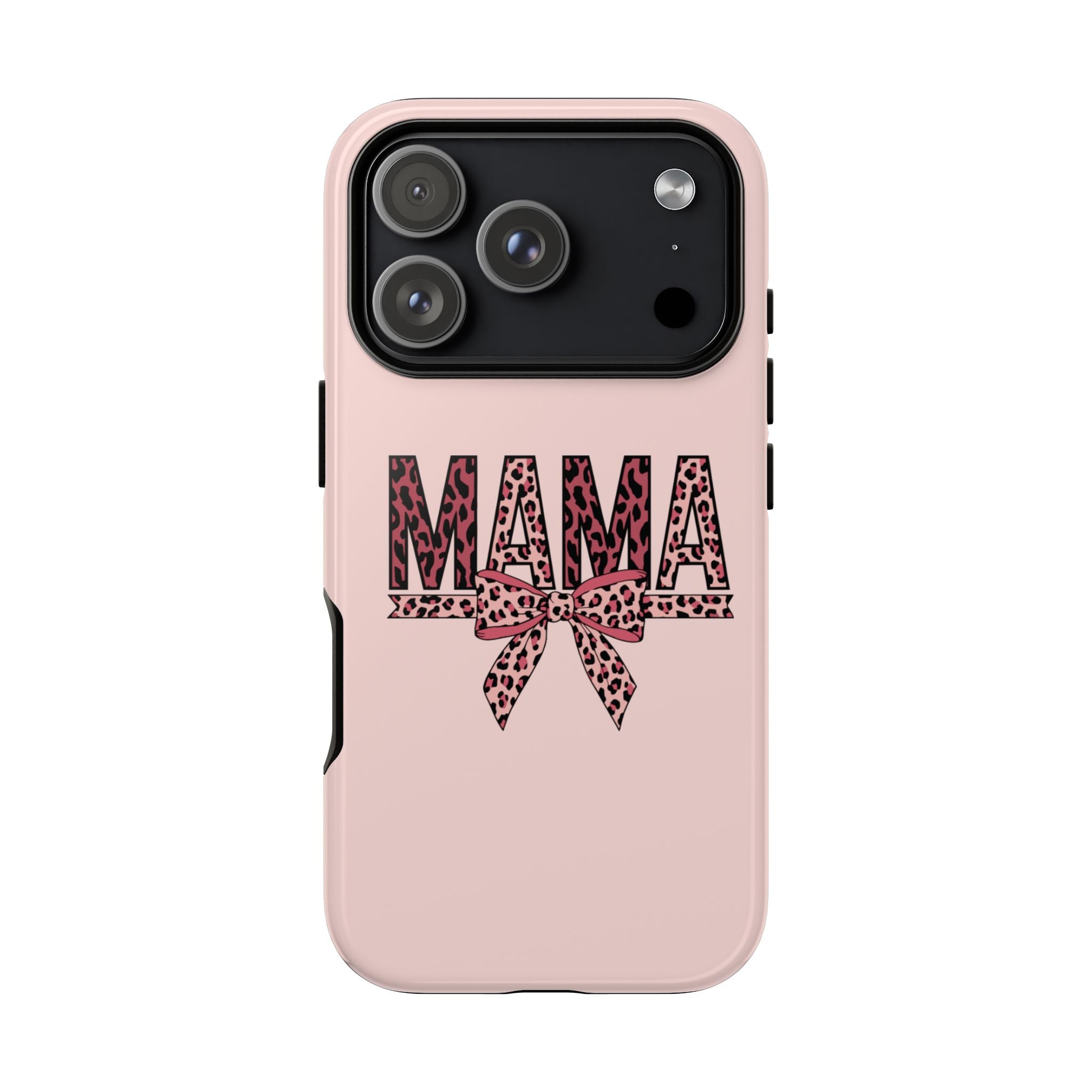 Mama Leopard Bow Phone Case — Pink Tough Protective iPhone Cover