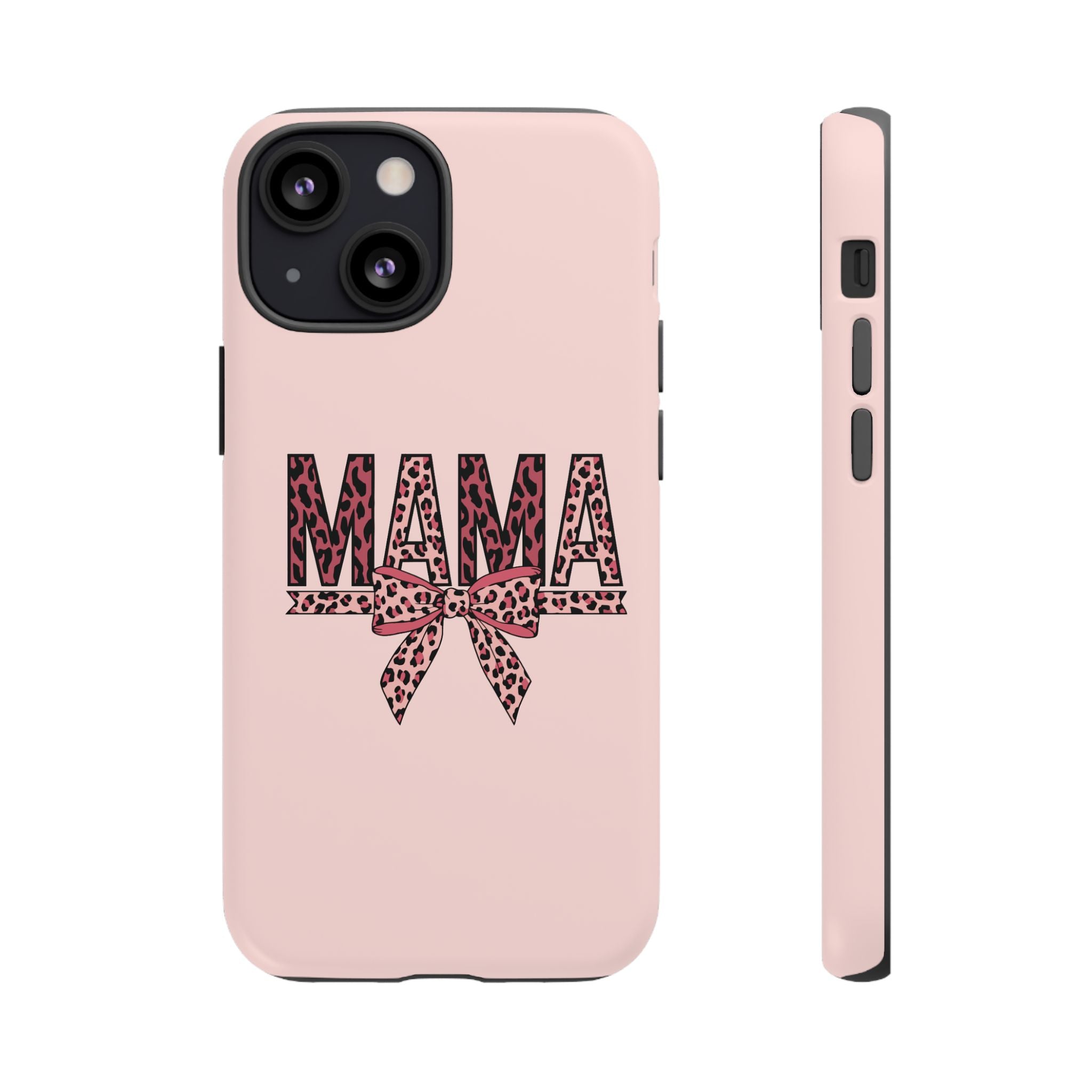 Mama Leopard Bow Phone Case — Pink Tough Protective iPhone Cover