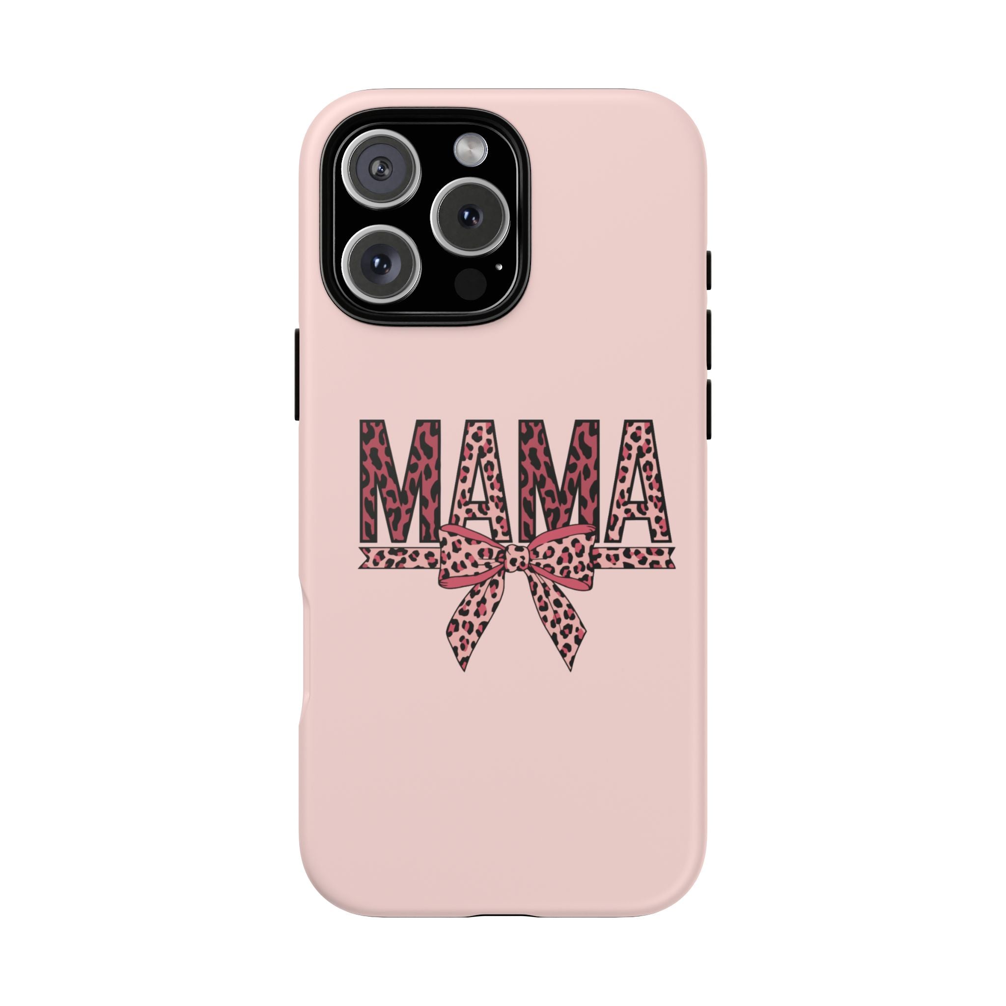 Mama Leopard Bow Phone Case — Pink Tough Protective iPhone Cover